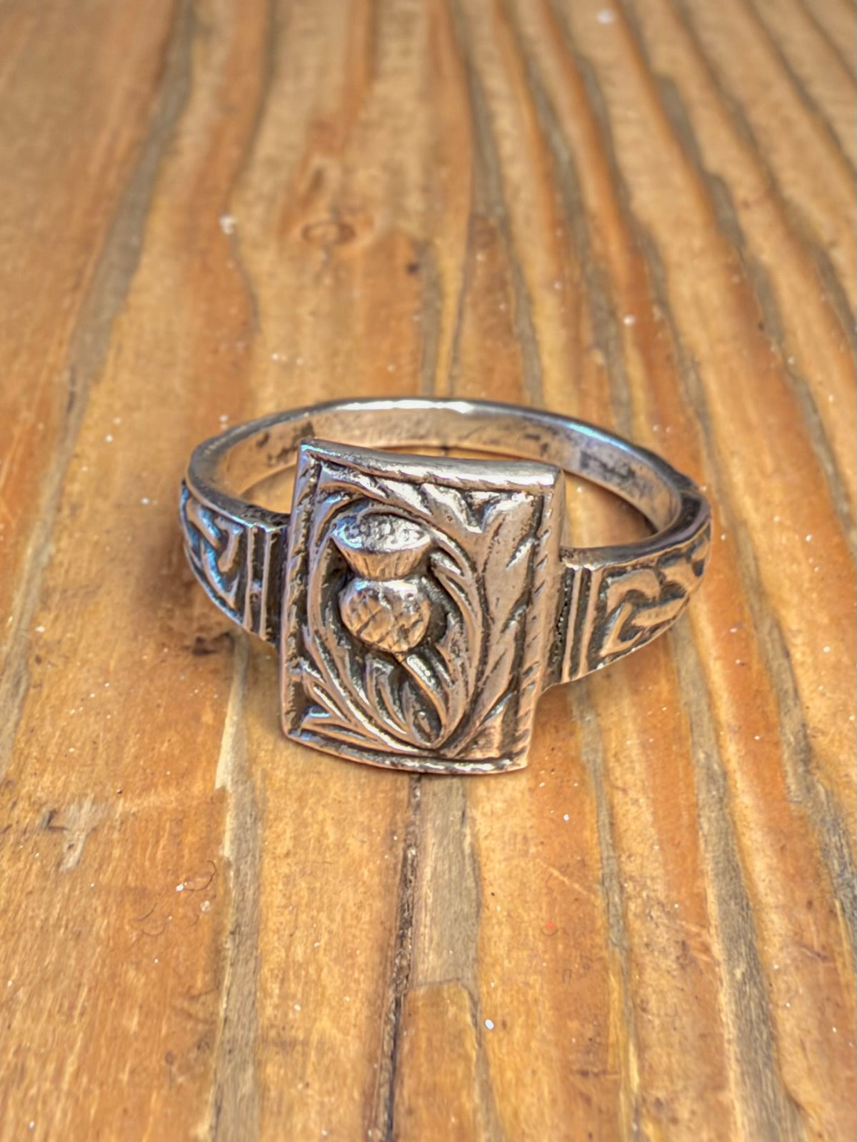 Thistle Scottish Signet 925 Sterling Silver Size V Ring