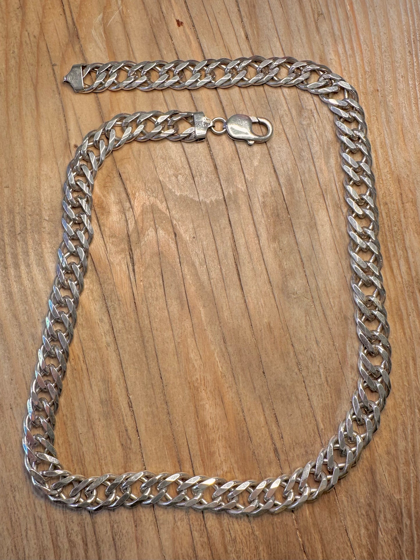 Vintage Chunky Double Link Italy 925 Sterling Silver 20.5 inch Necklace