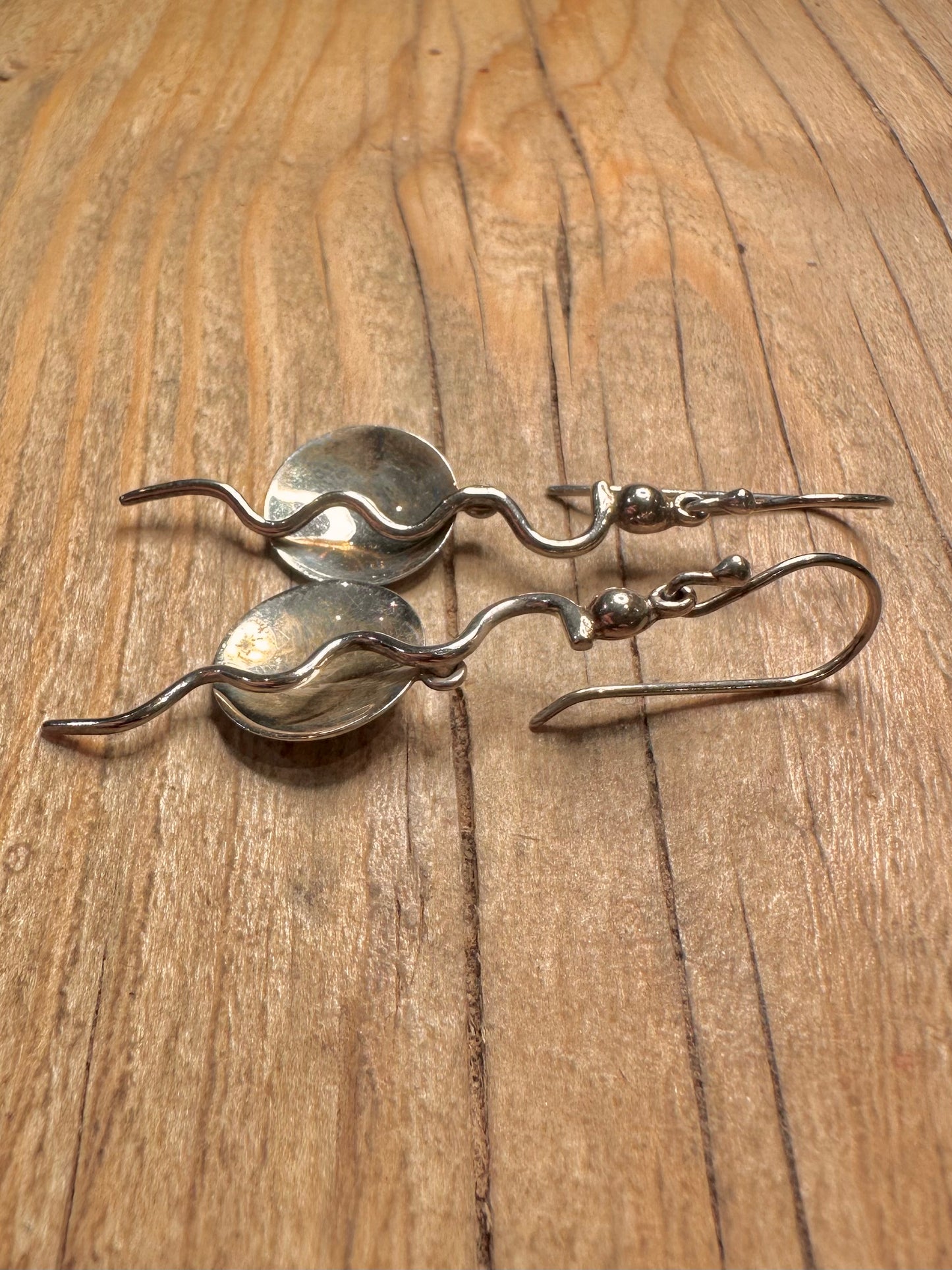 Abstract Circle Wavy 925 Sterling Silver Earrings