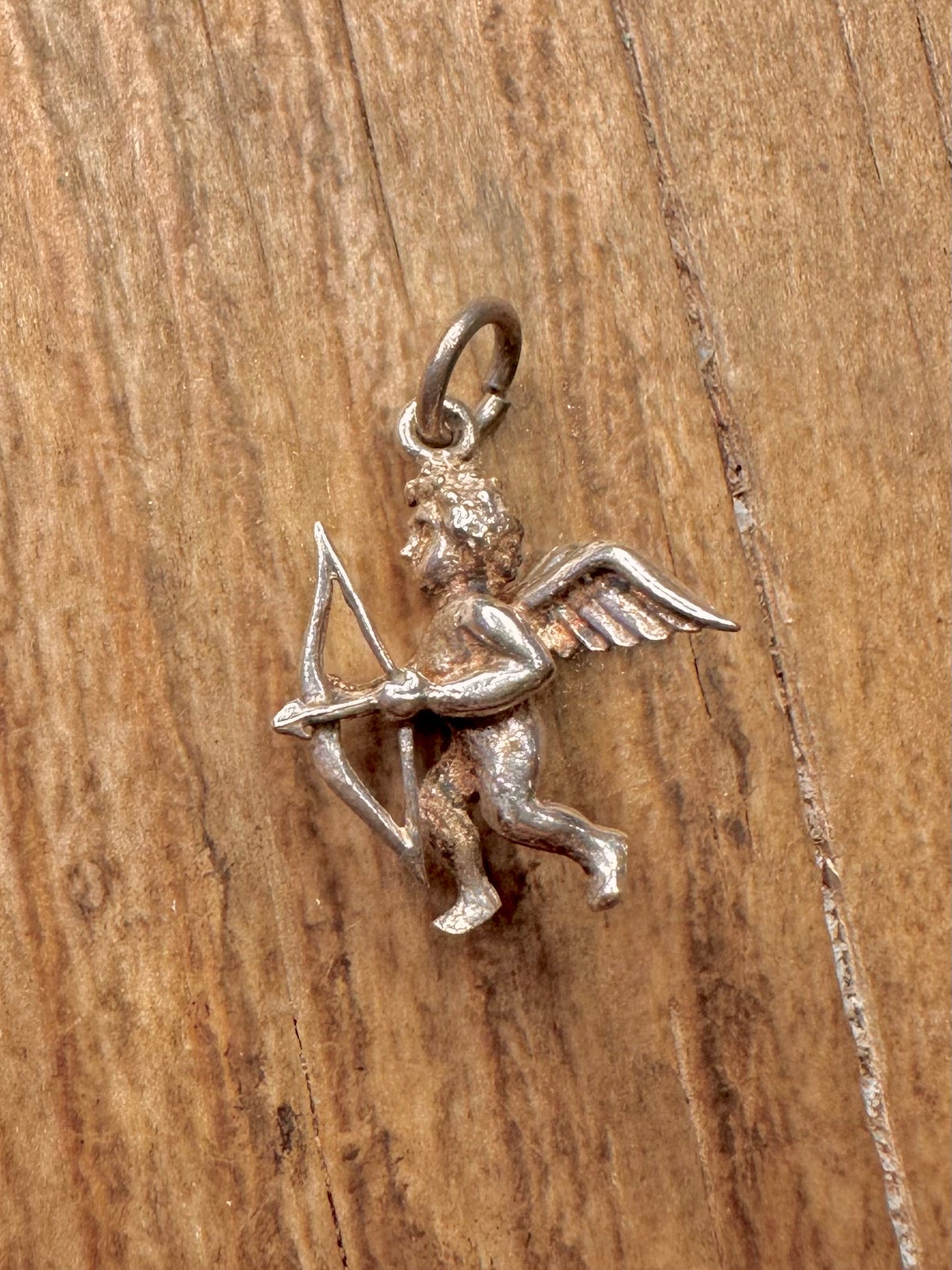 Vintage Amor mit Bogen 925 Sterling Silber Anhänger