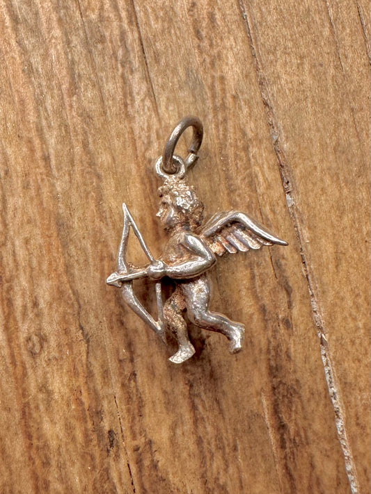 Vintage Amor mit Bogen 925 Sterling Silber Anhänger