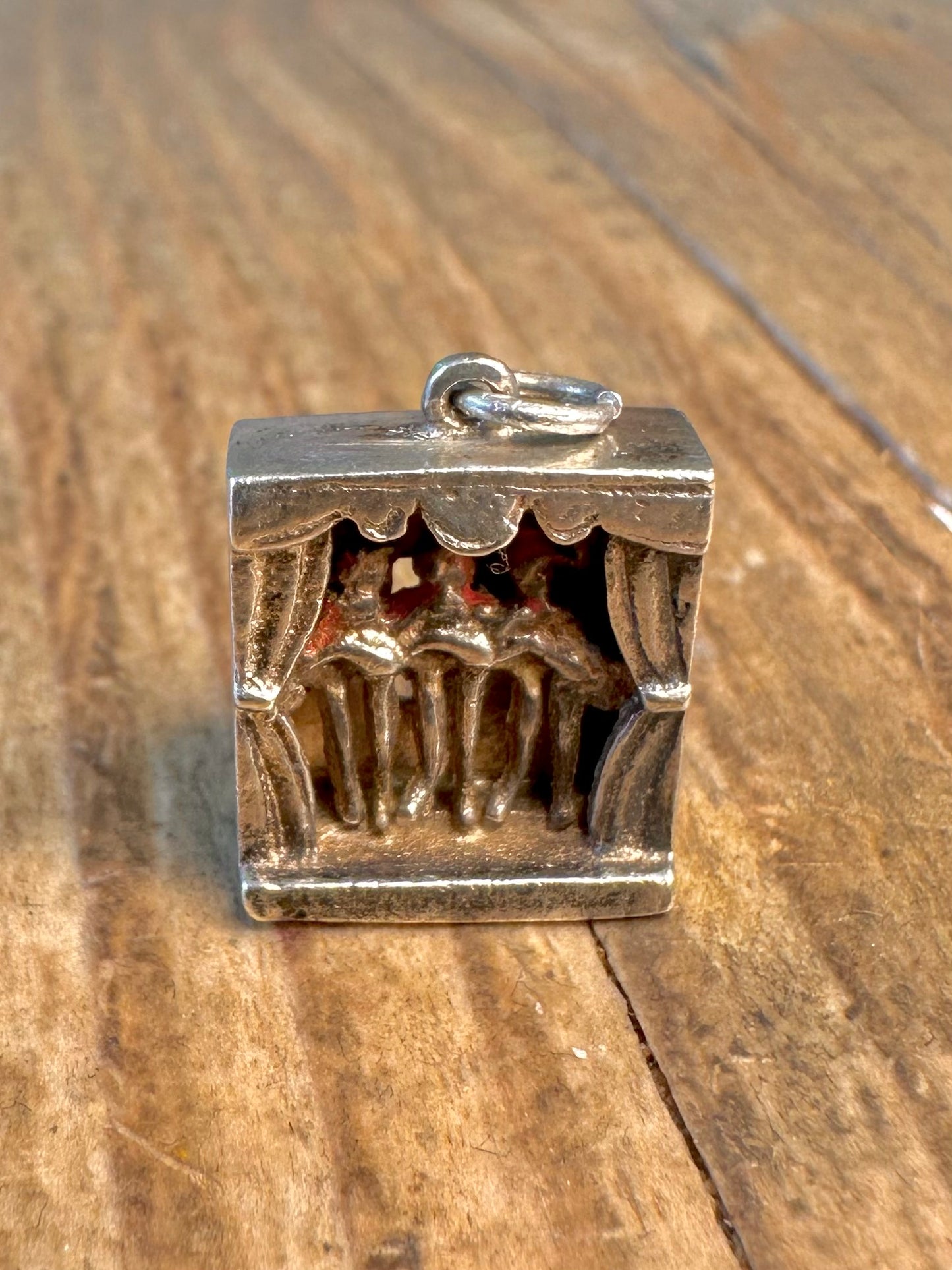 Mechanical Can Can Dancers 925 Sterling Silver Charm Pendant