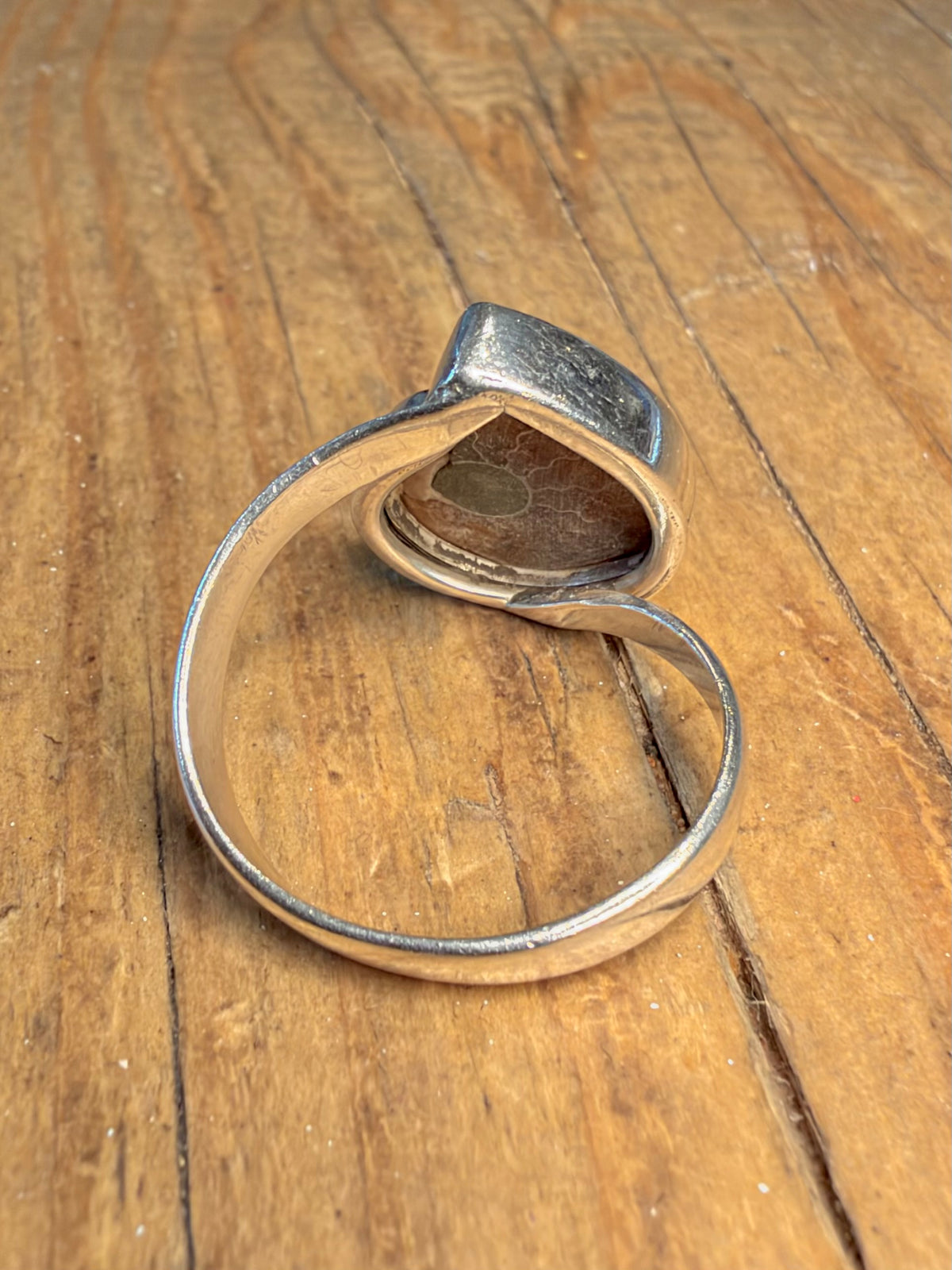 Ammonite Fossil 925 Sterling Silver Size R Ring