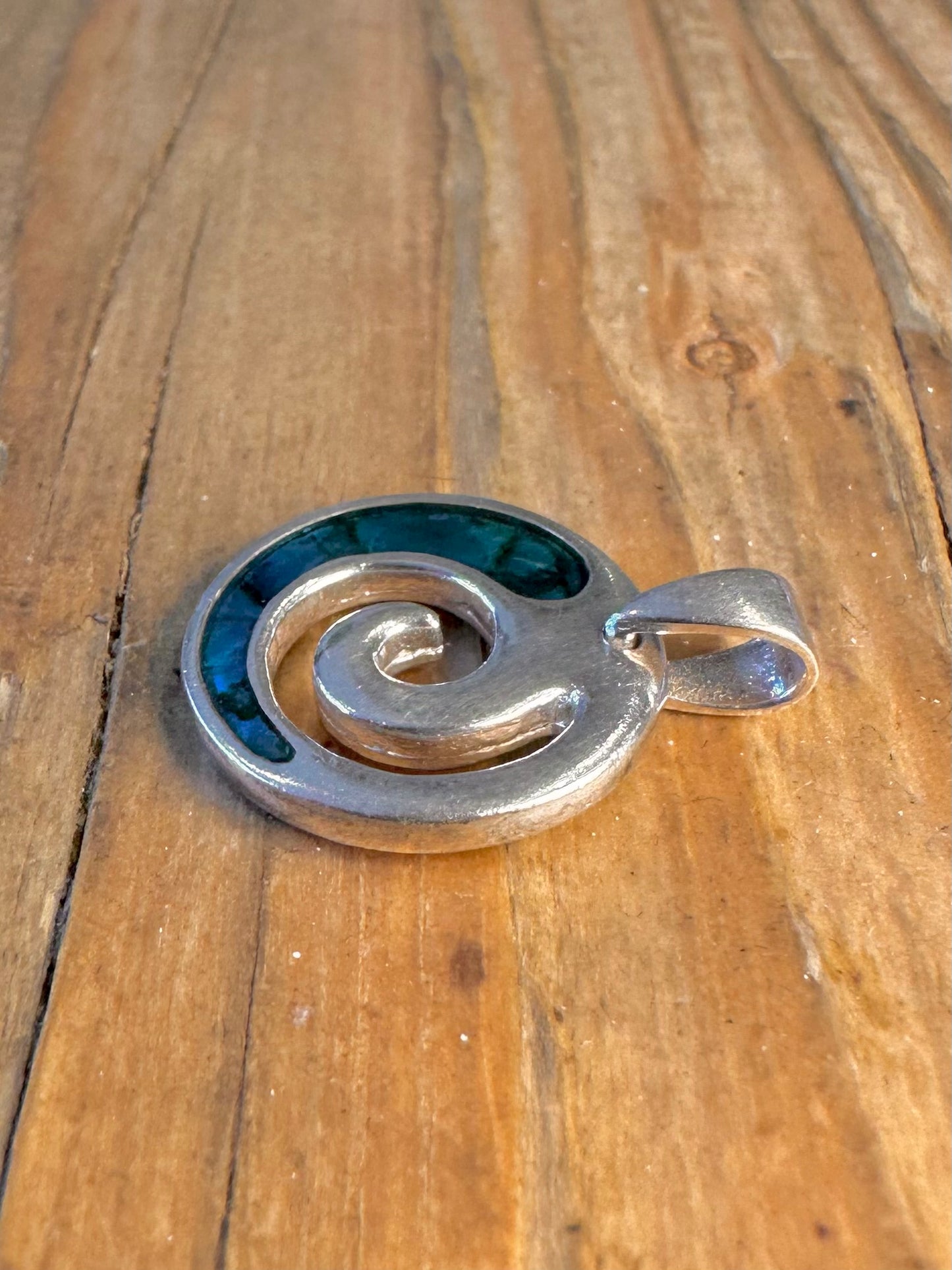 Iridescent Abalone Swirl 925 Sterling Silver Pendant
