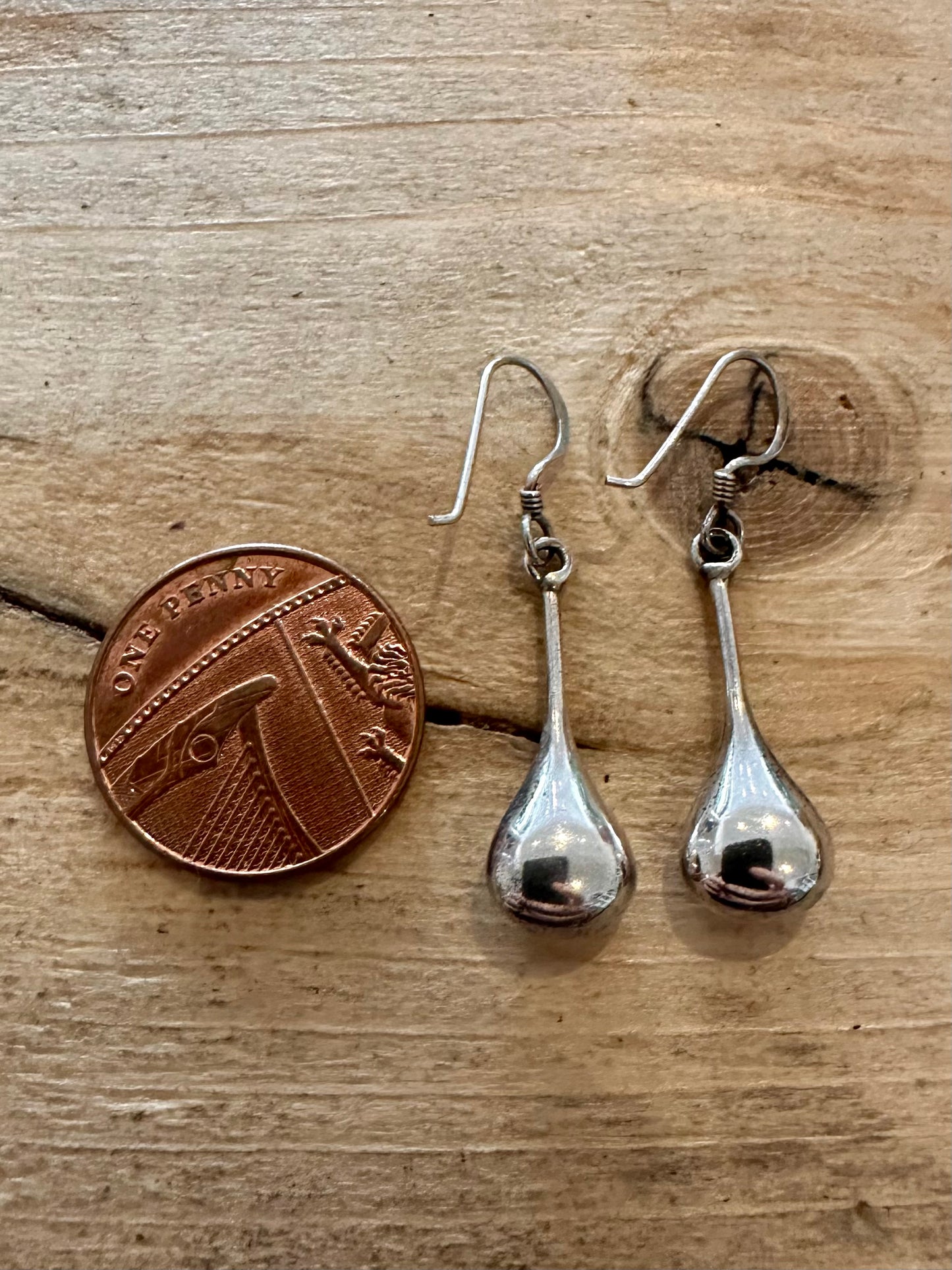 Vintage Tear Drop Dangle 925 Silver Earrings