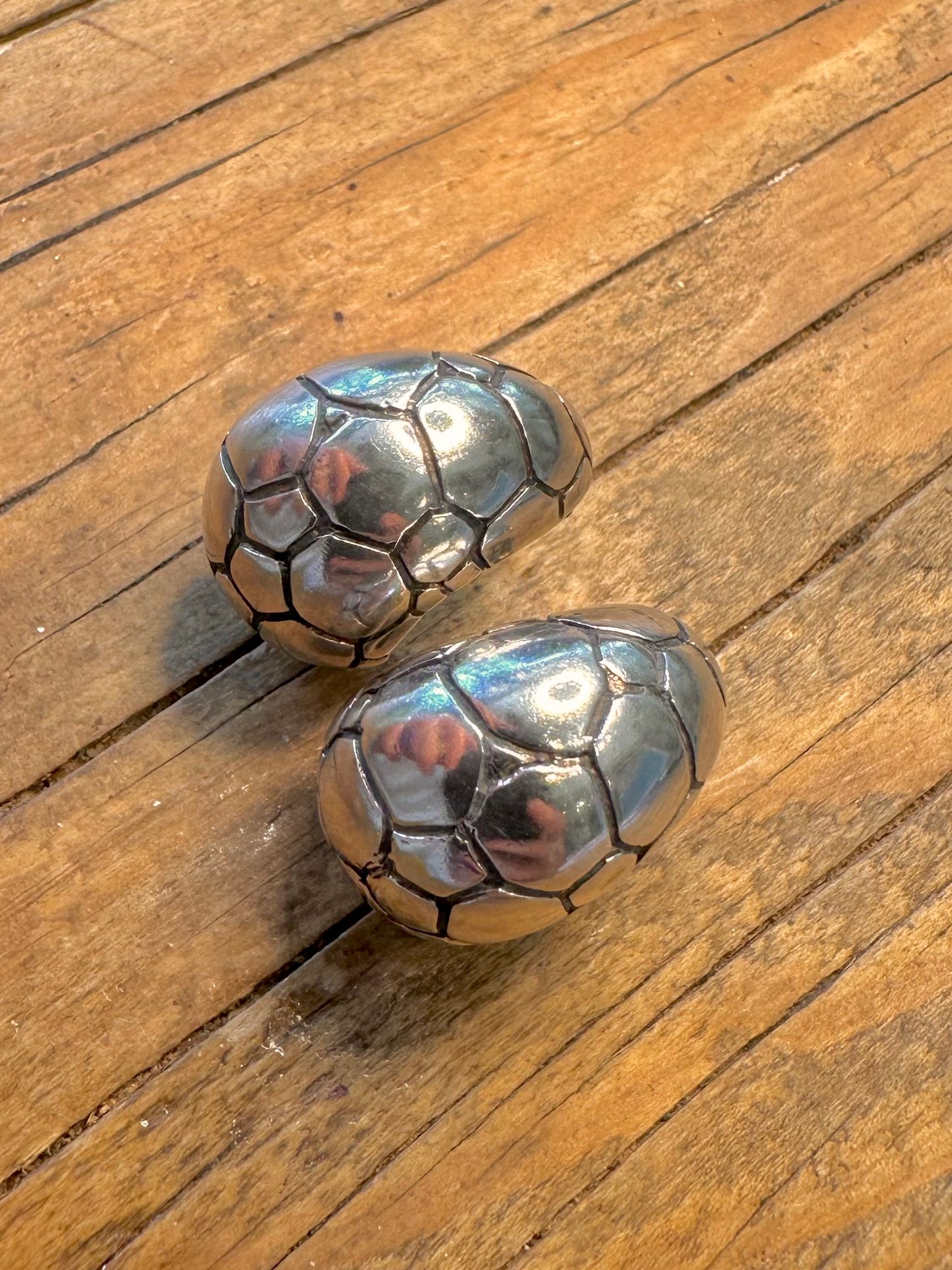 Tiffany Style Alligator Style Dome 925 Sterling Silver Earrings