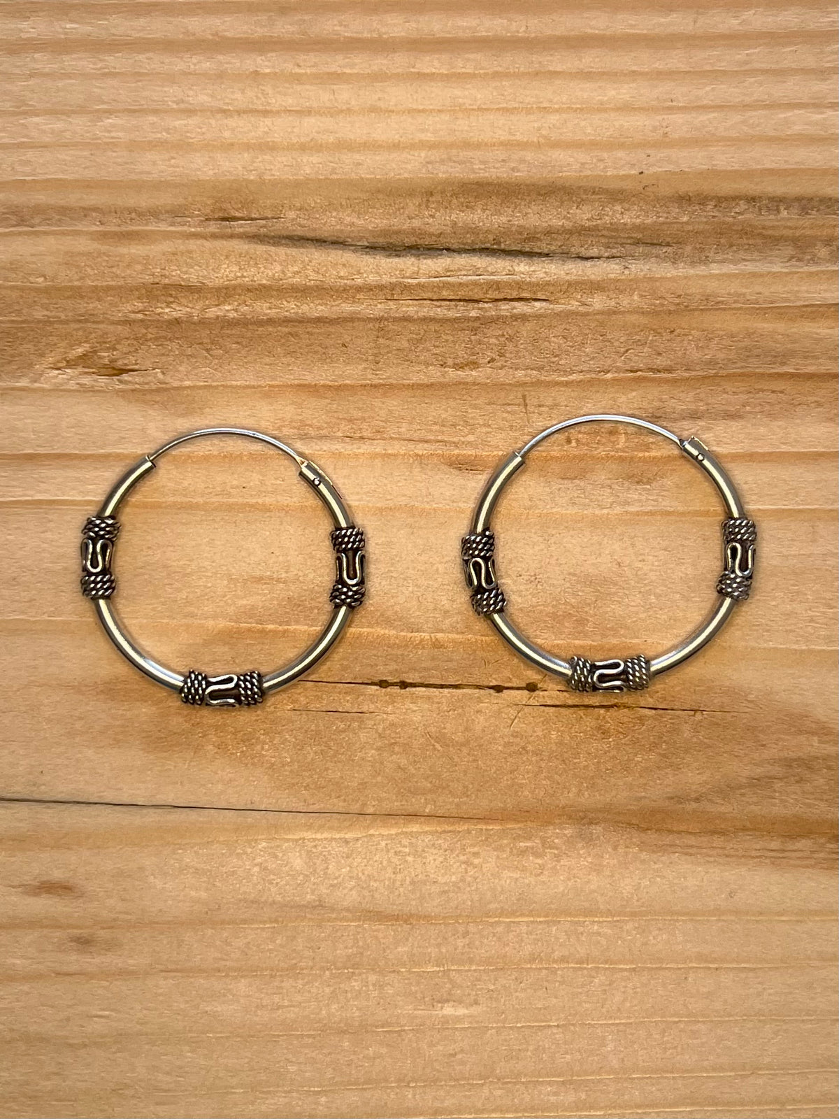 Bali Style 925 Sterling Silver Hoop Earrings