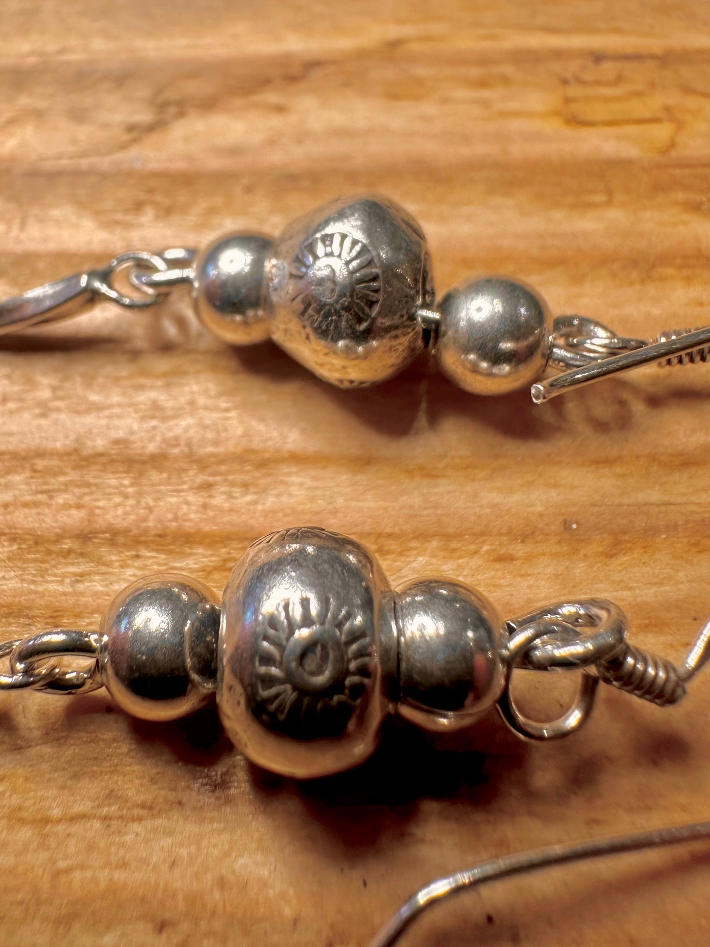 Vintage Twisted Engraved Ball 925 Sterling Silver Earrings