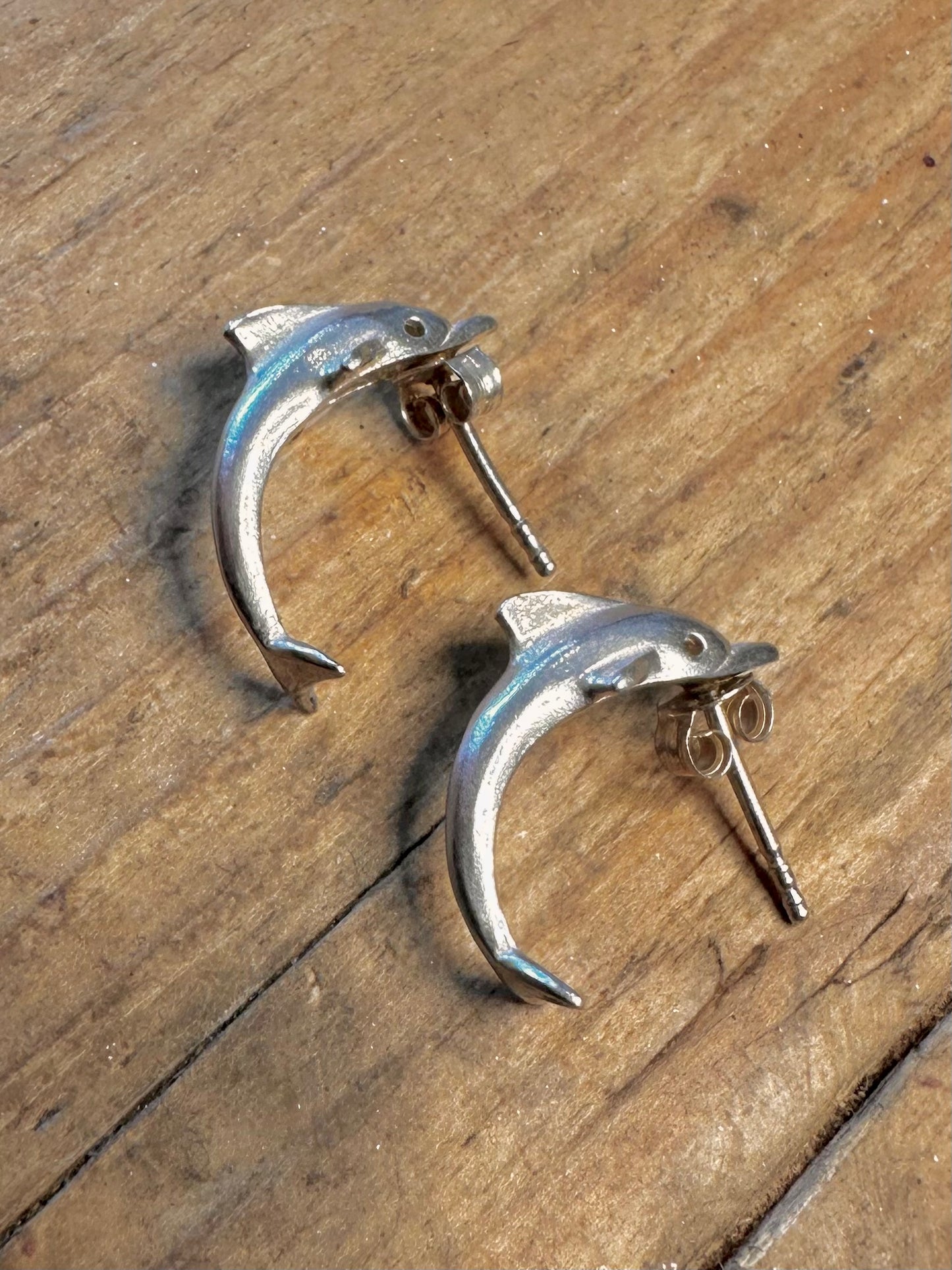 Dolphin Curved Studs 925 Sterling Silver Earrings