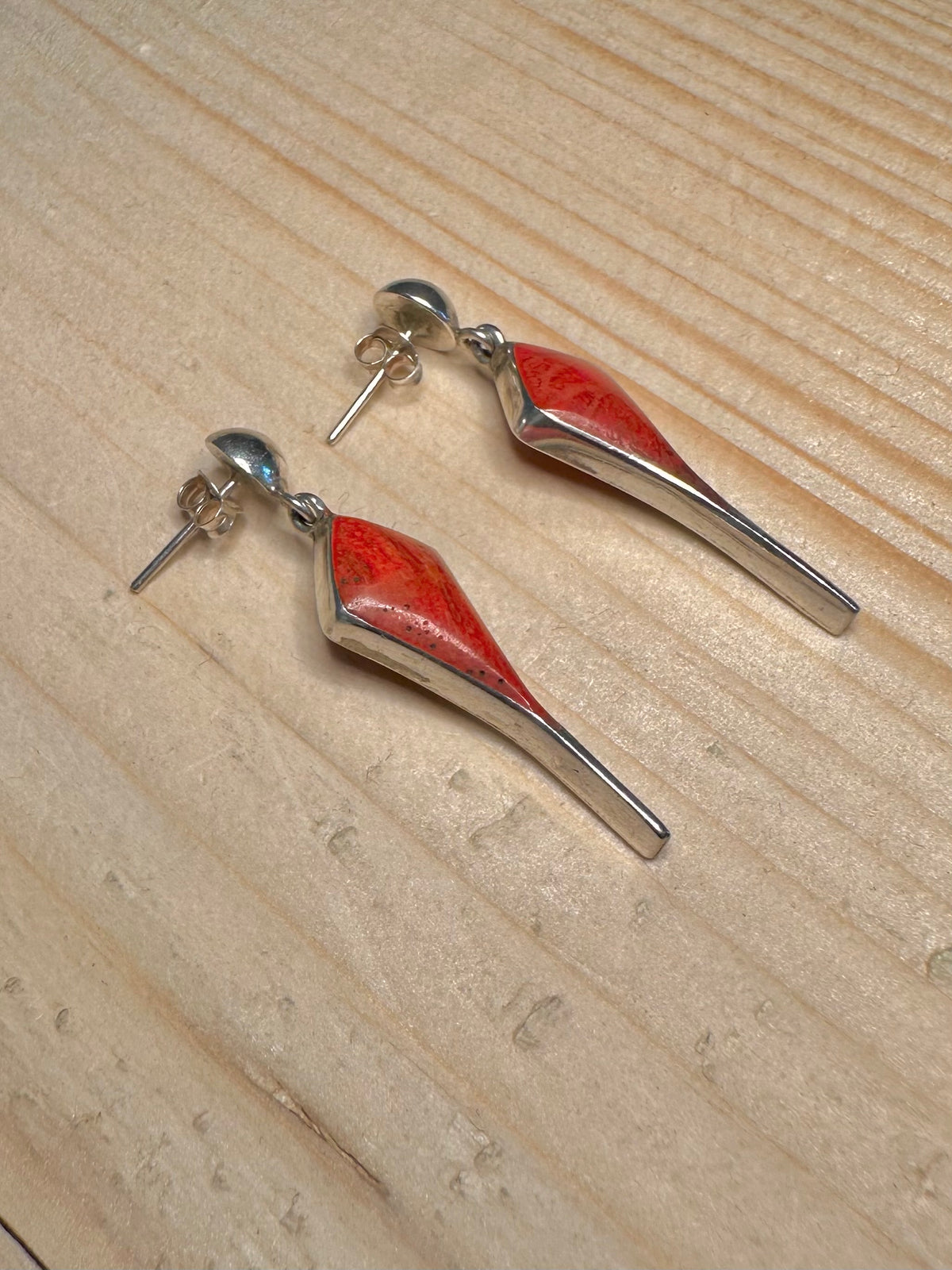 Red Coral Kite 925 Sterling Silver Earrings