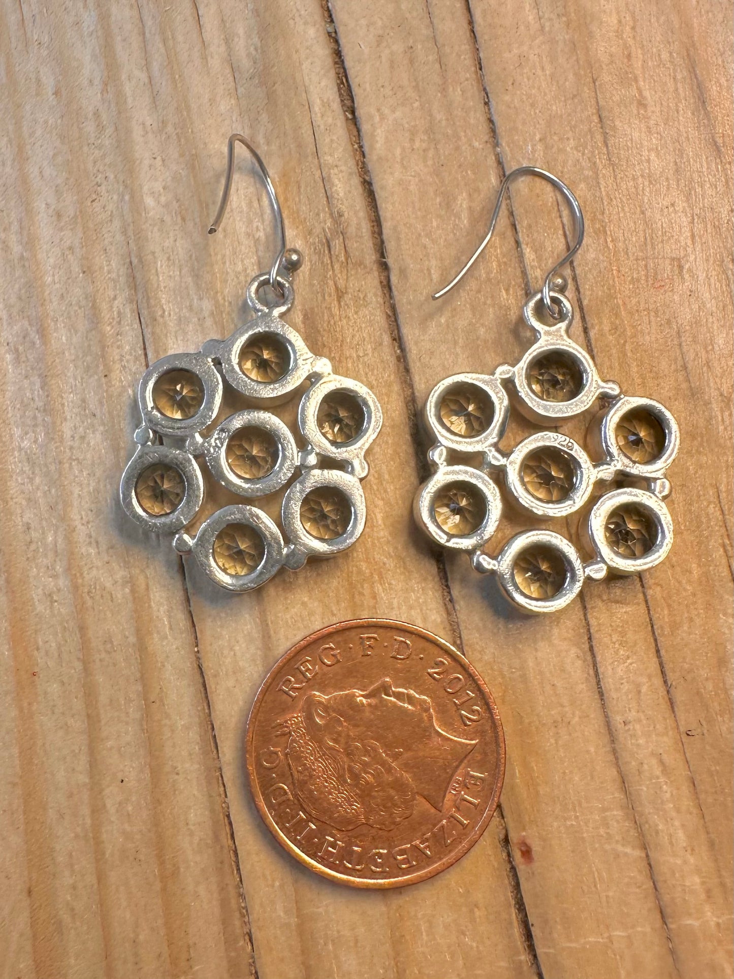 Vintage Topaz Cluster 925 Silver Earrings