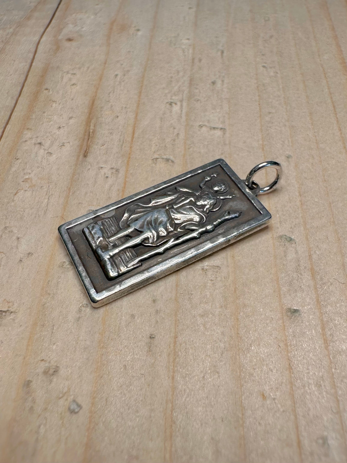 St. Christopher Rectangular 925 Sterling Silver Pendant