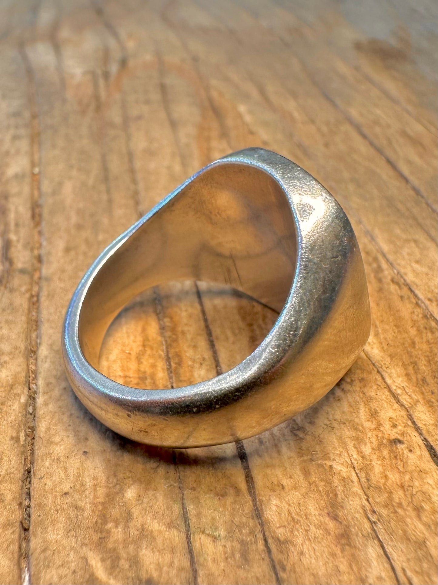 Vintage 1976 Engraved Signet Solid Heavy 925 Sterling Silver Size P Ring