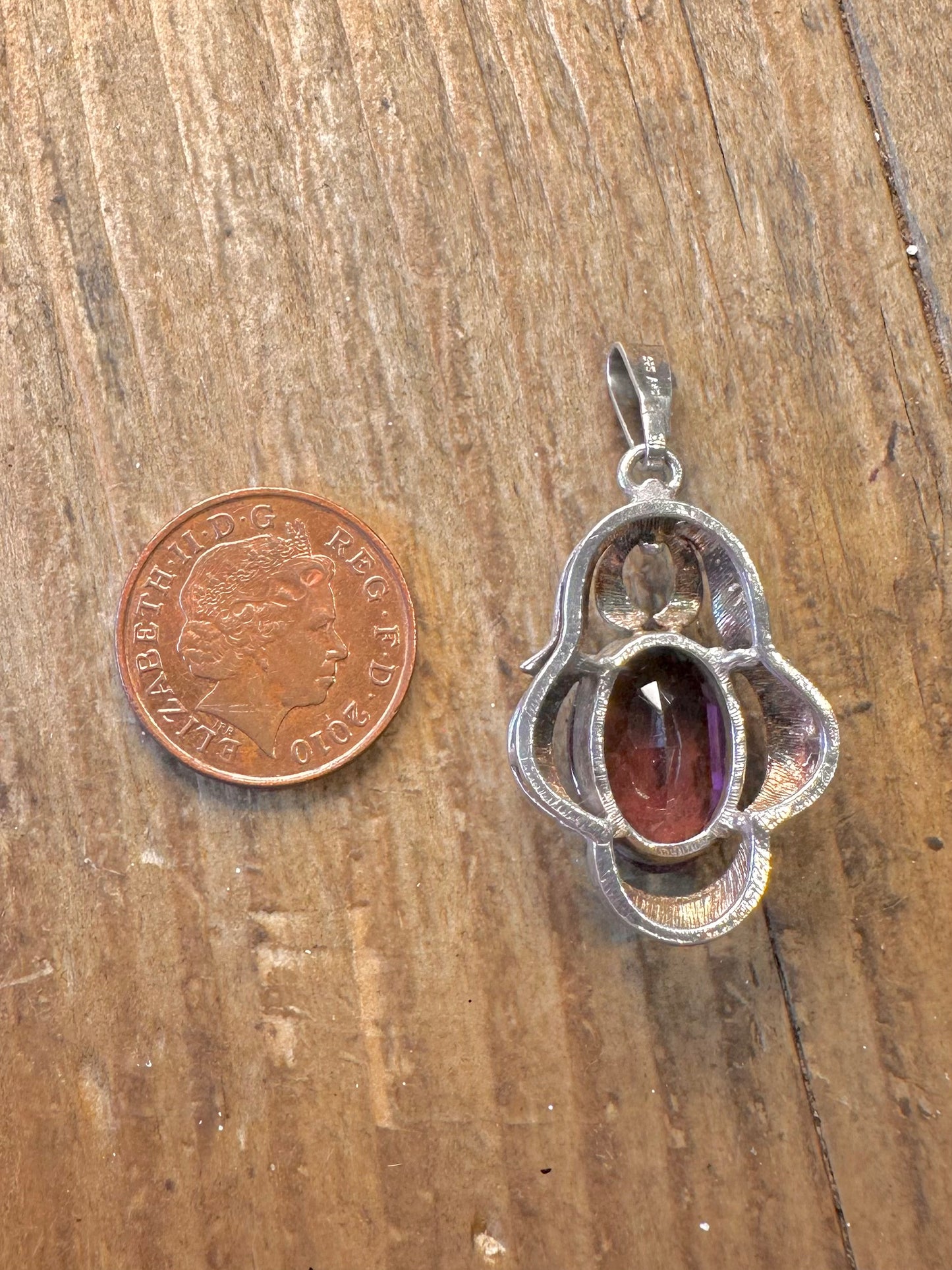 Faceted Purple Stone Ornate Mount 925 Sterling Silver Pendant