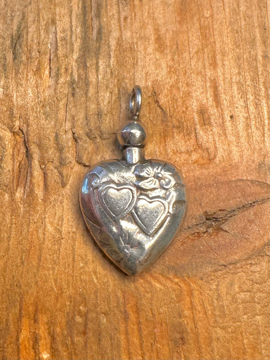 Heart Floral Perfume Bottle 925 Sterling Silver Pendant