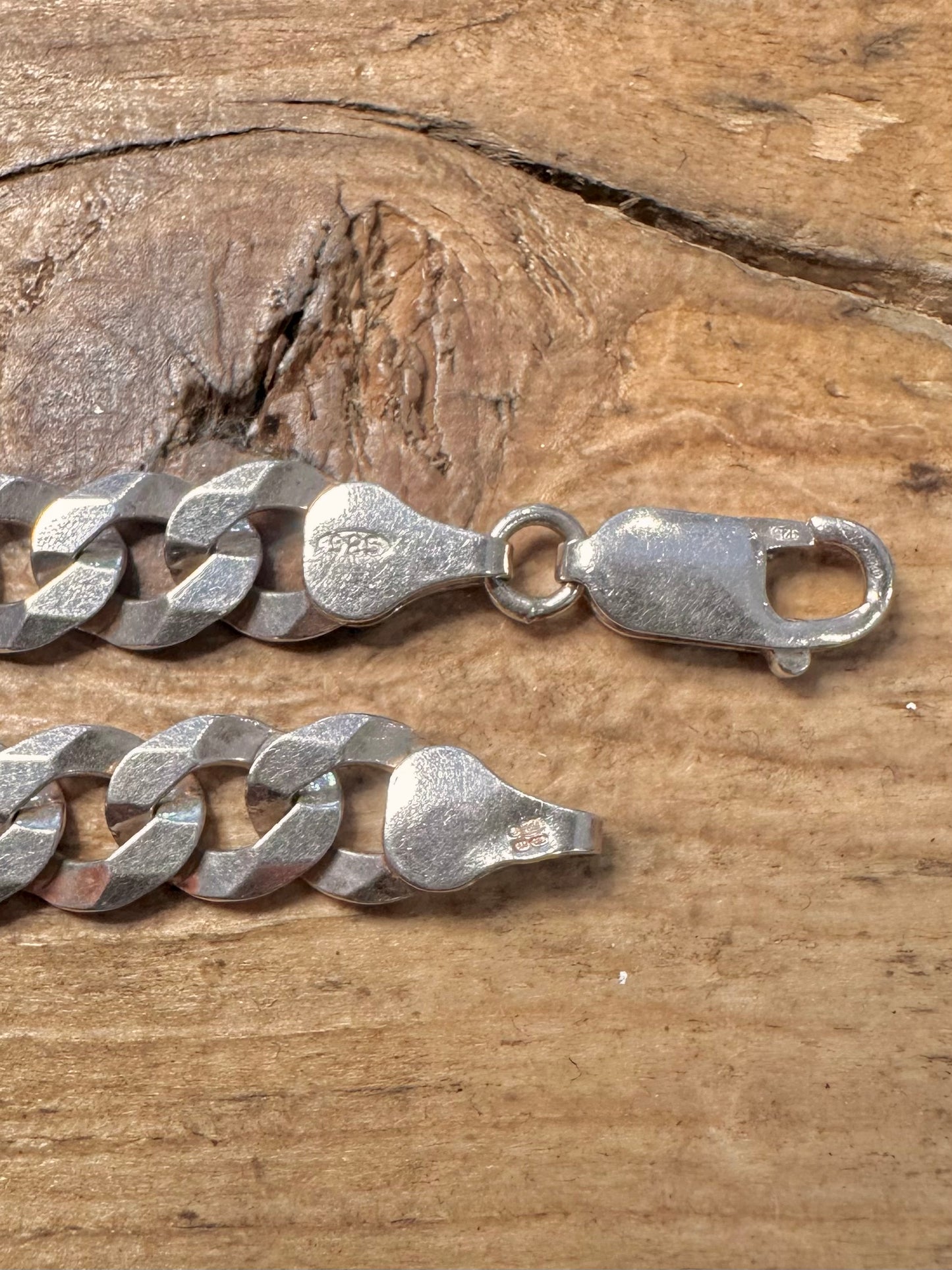 Vintage Flat Chunky Curb Chain 925 Silver 22 inch Necklace