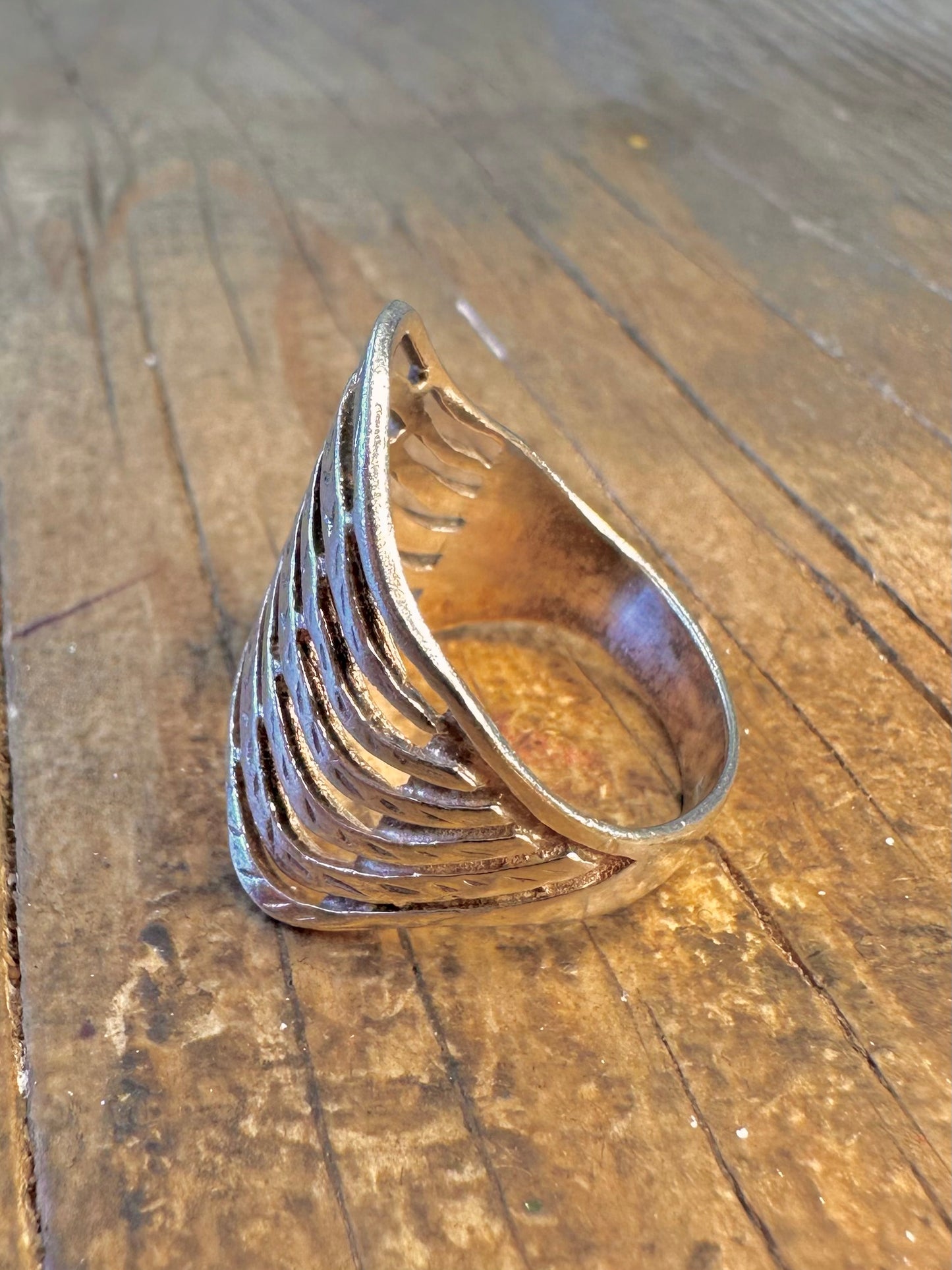 Wavy Layer Engraved 925 Sterling Silver Size T Ring