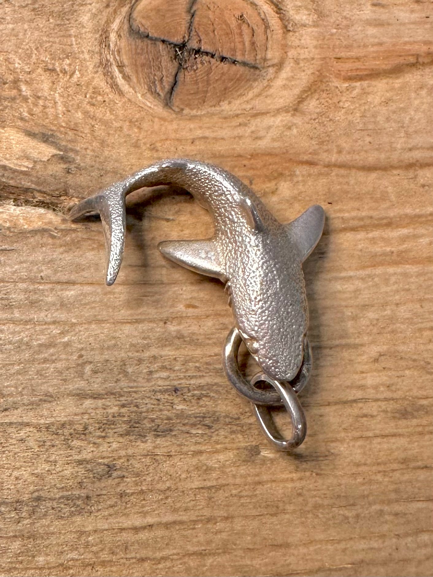 Vintage Solid Shark 925 Silver Pendant