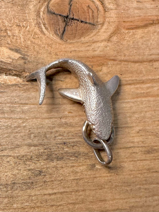 Vintage Solid Shark 925 Silver Pendant