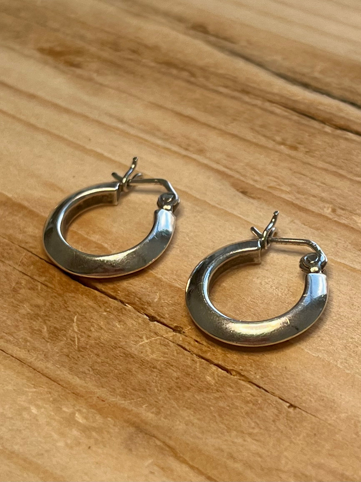 Small Chunky 925 Sterling Silver Hoop Earrings