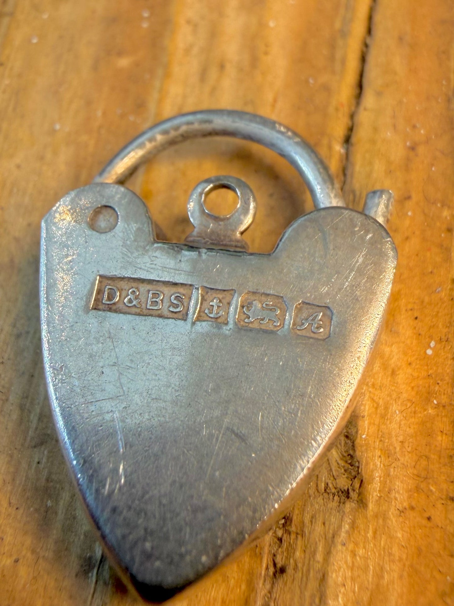 Heart 1975 Padlock Maker D&BS Birmingham 925 Sterling Silver Pendant