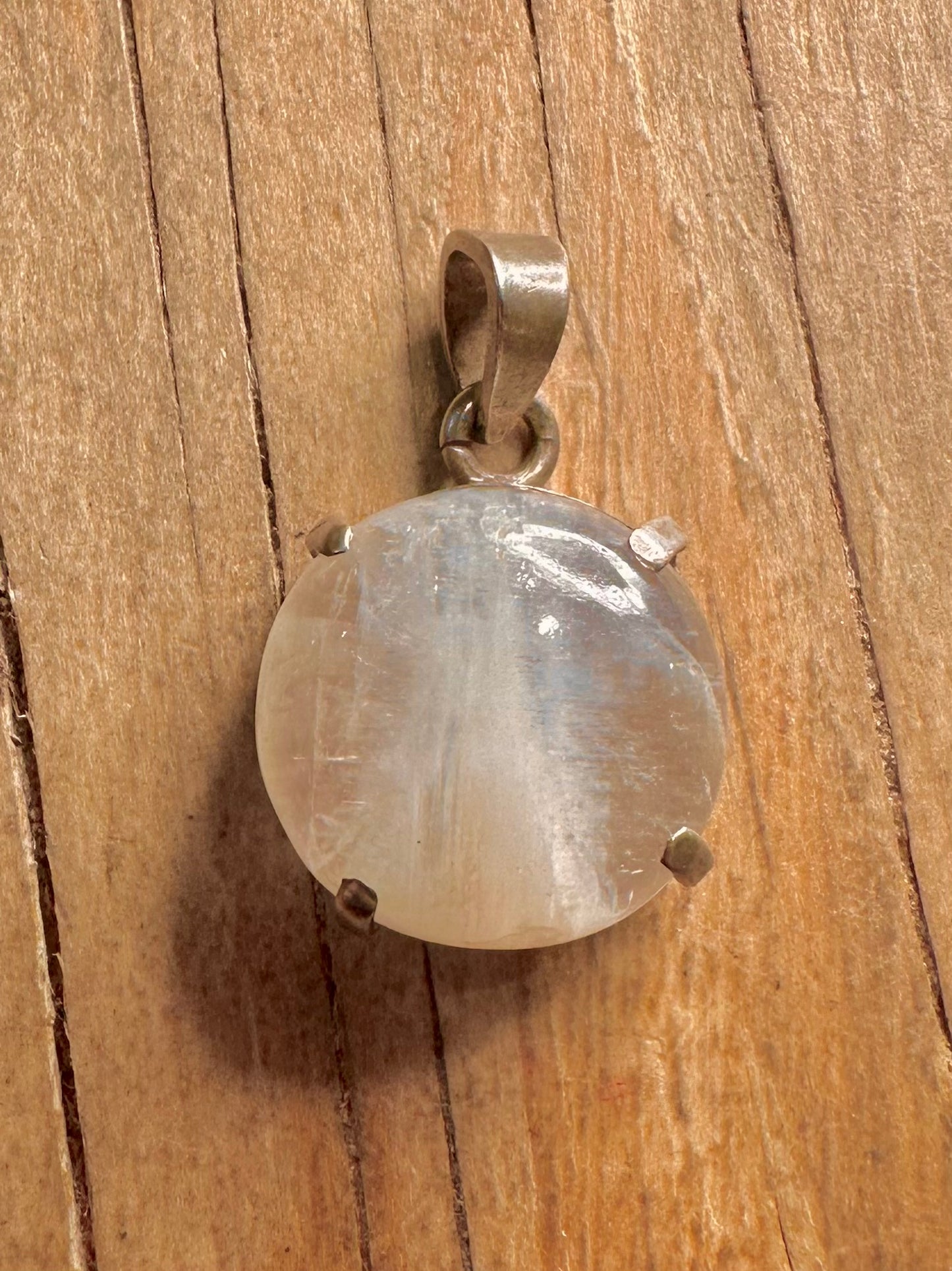 Vintage Moonstone Circle 925 Sterling Silver Pendant