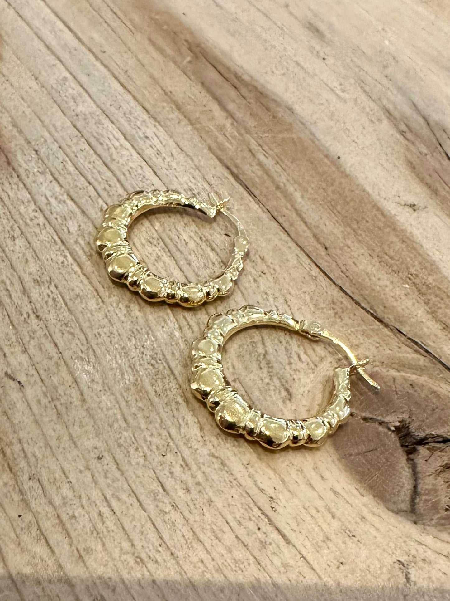 Abstract Hoop Gold on 925 Silver Earrings