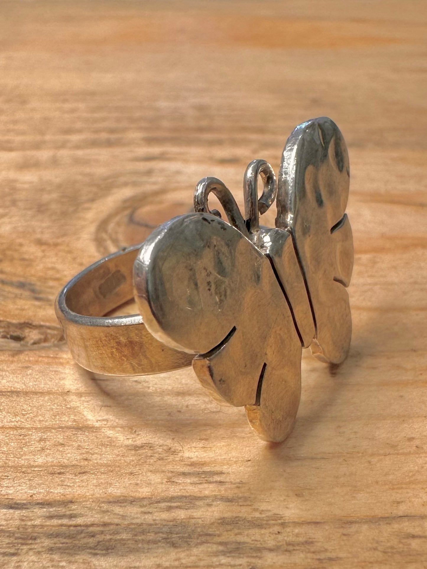 Abstract Chunky Butterfly 925 Silver Size P Ring