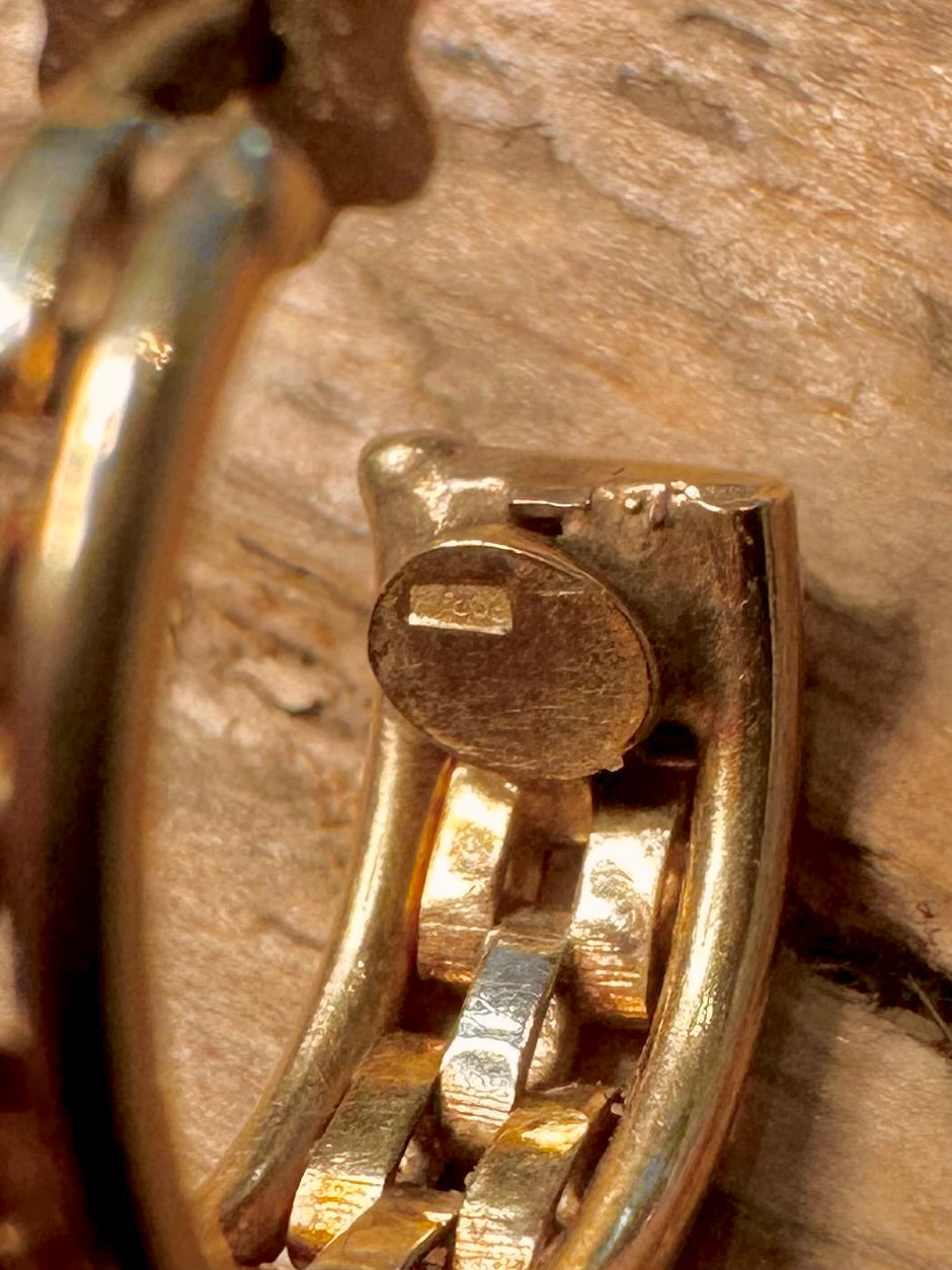 Vintage 9ct Gold Basket Style Hoop Earrings