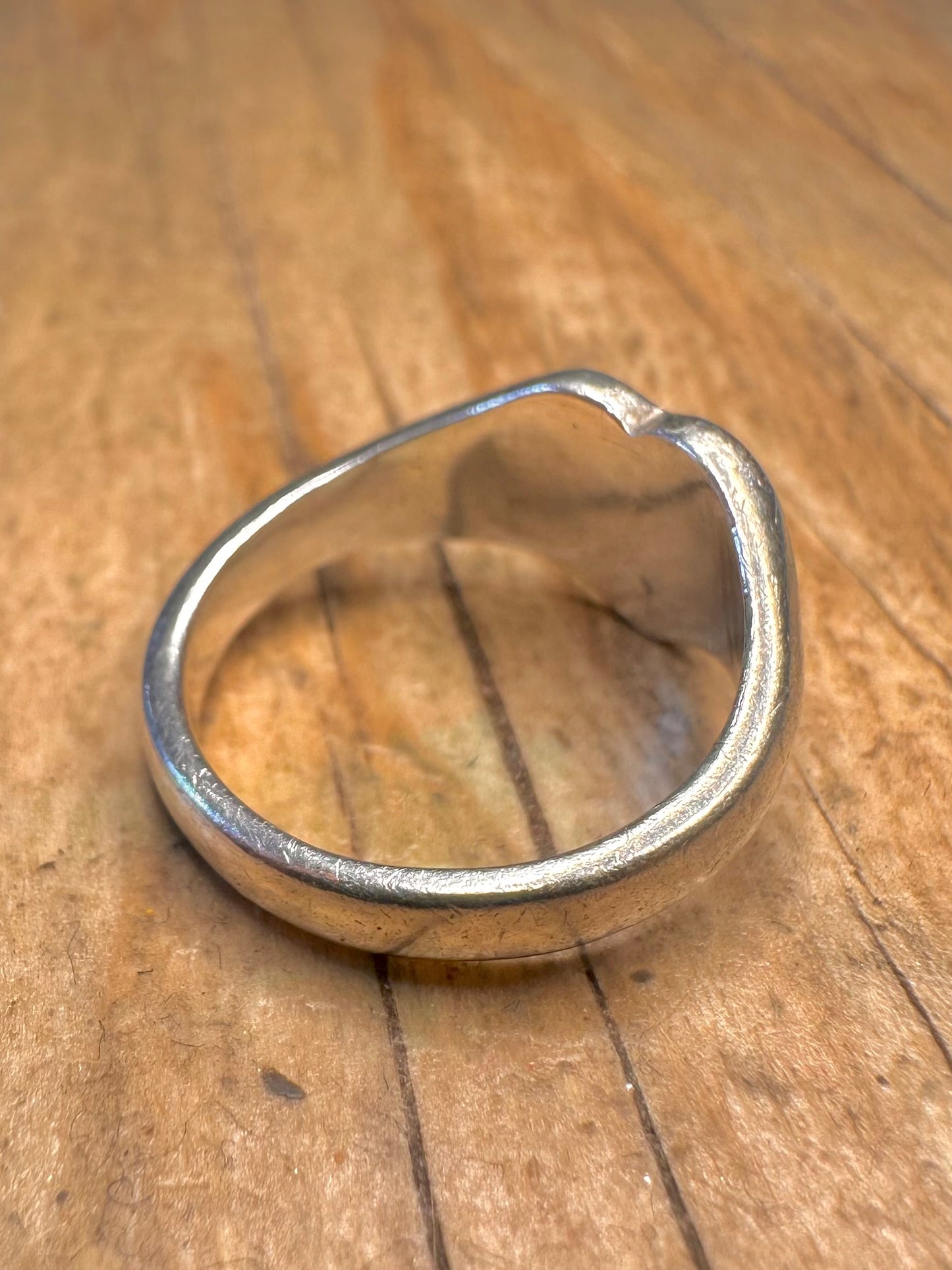 Vintage Heart Signet 925 Sterling Silver Hallmarked Size H Ring