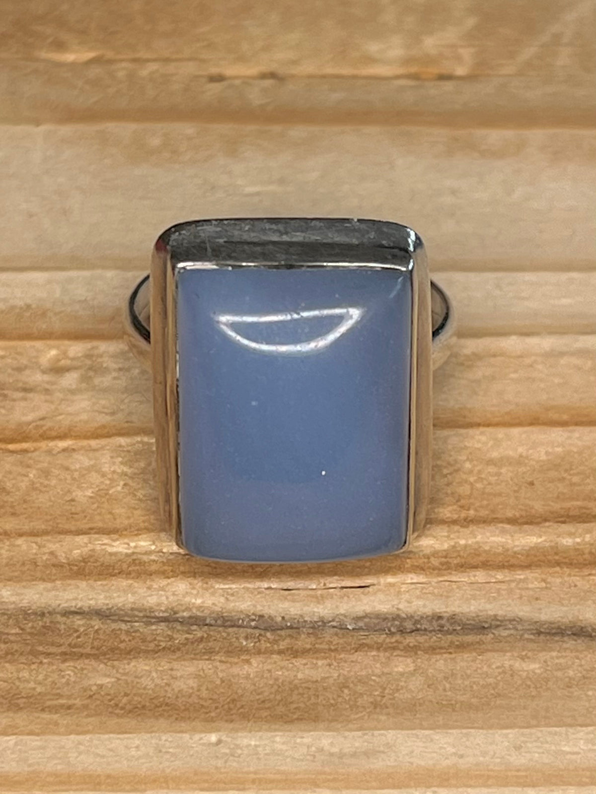 Rectangular Chalcedony 925 Sterling Silver Size Q1/2 Ring