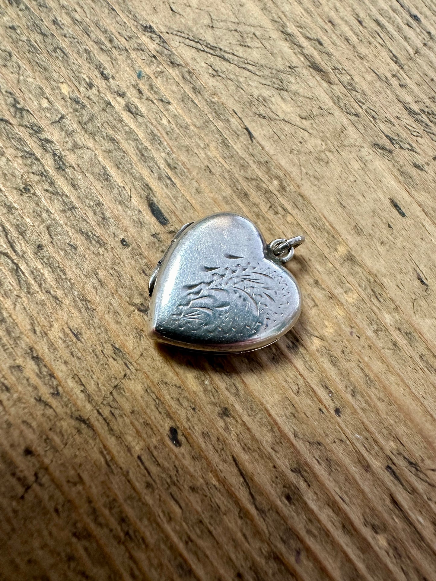 Vintage Heart Engraved Locket 925 Silver Pendant