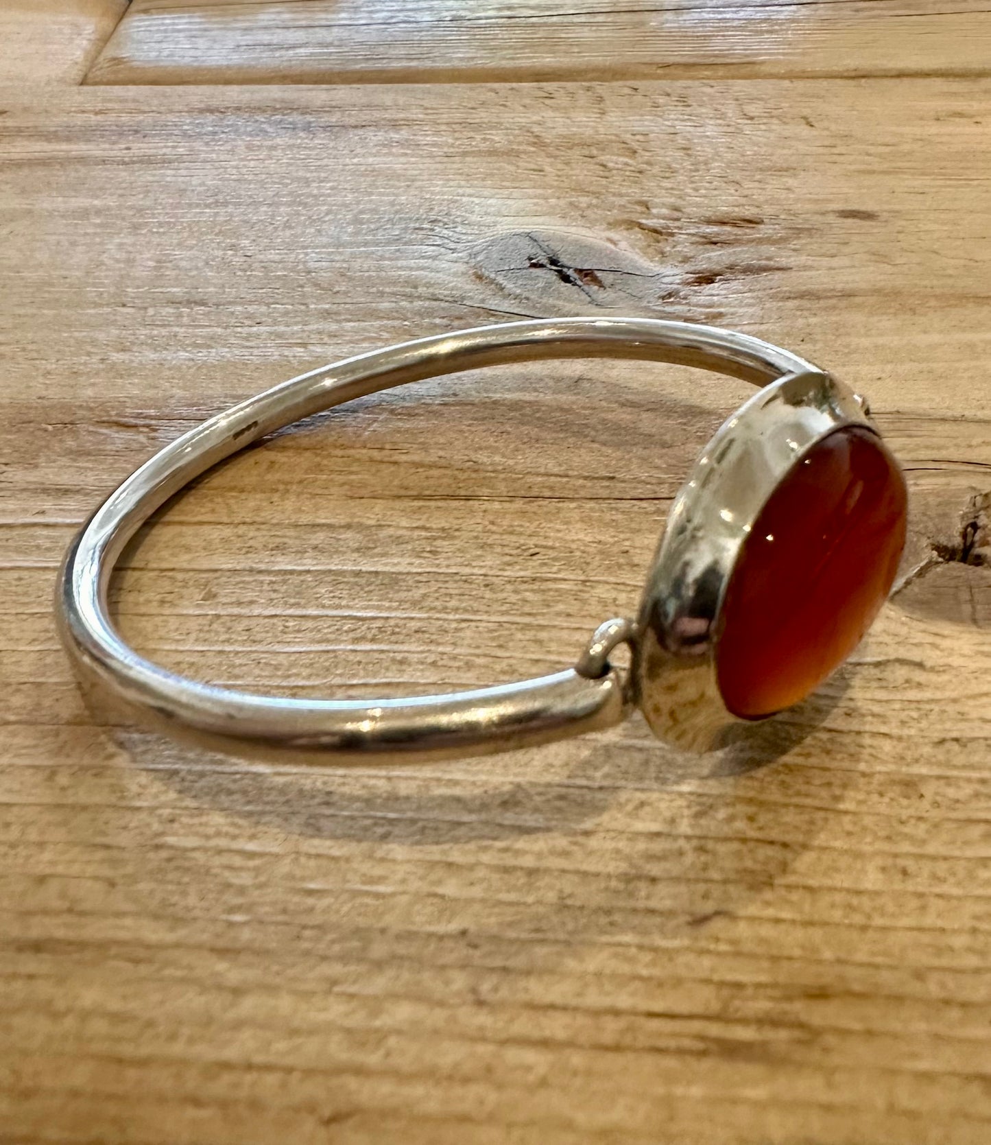 Vintage 1997 Large Carnelian 925 Silver Bangle