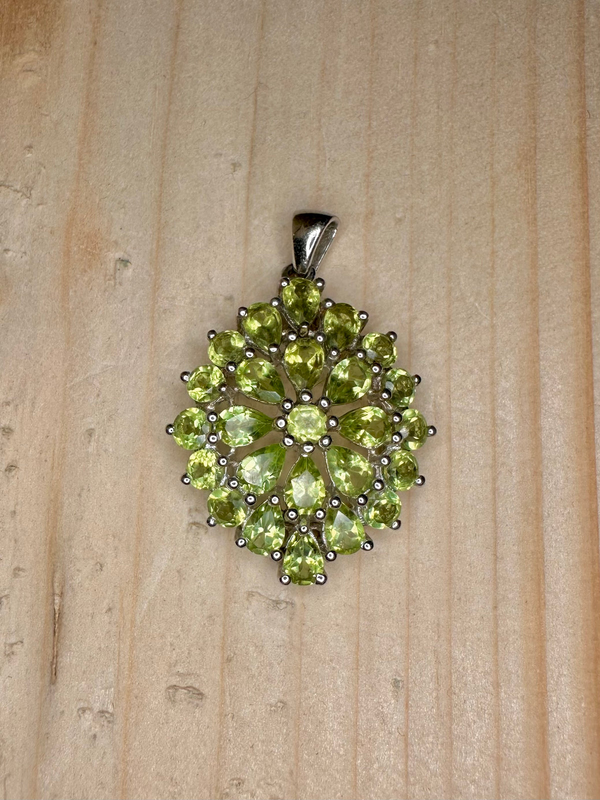 Peridot Cluster 925 Sterling Silver Pendant