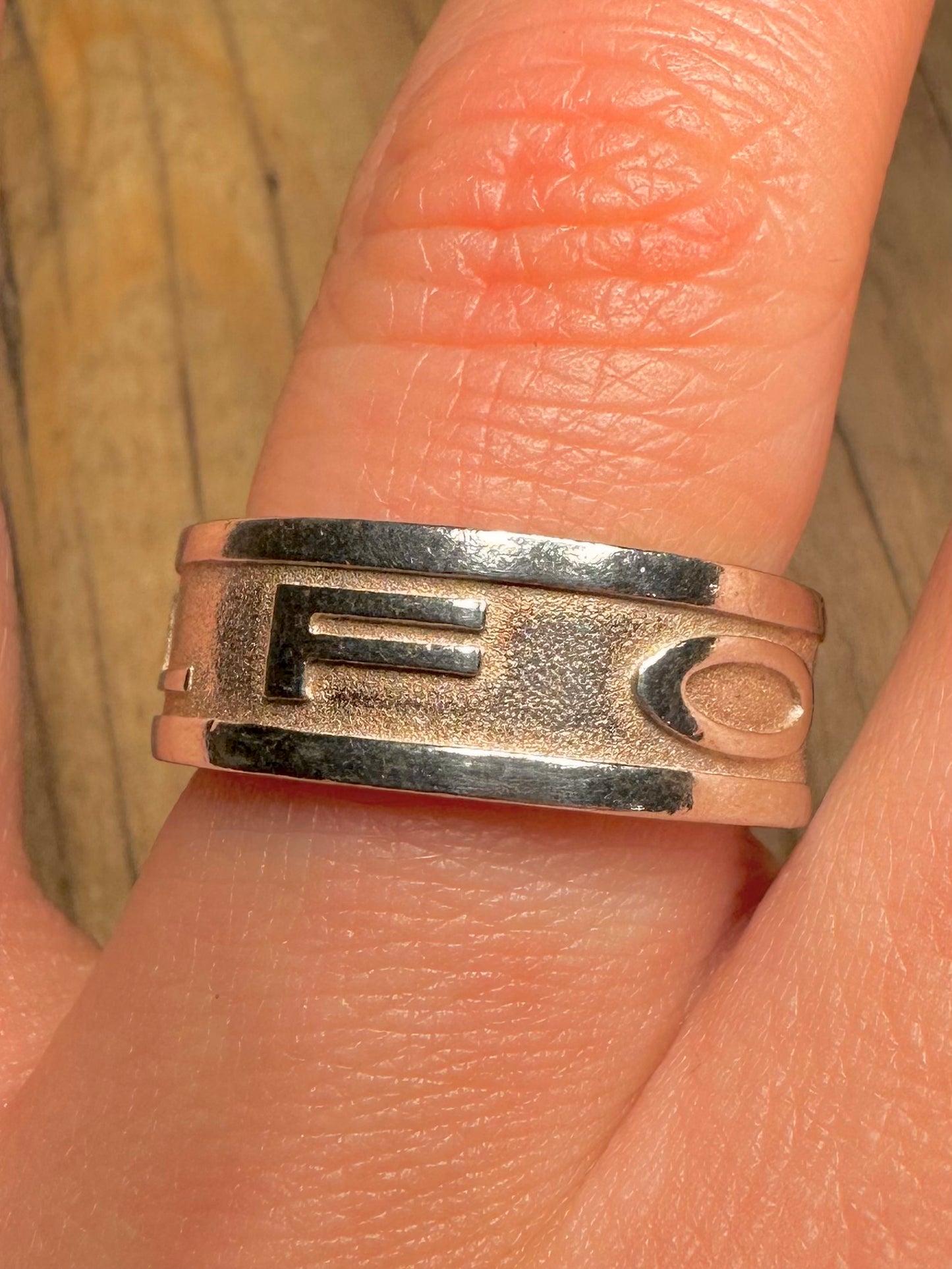 Vintage FOSSIL Band 925 Sterling Silver Size O1/2 Ring