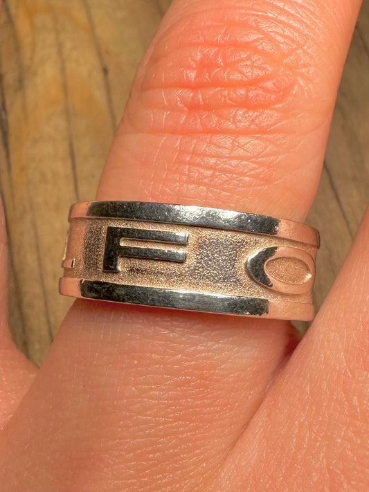 Vintage FOSSIL Band 925 Sterling Silver Size O1/2 Ring