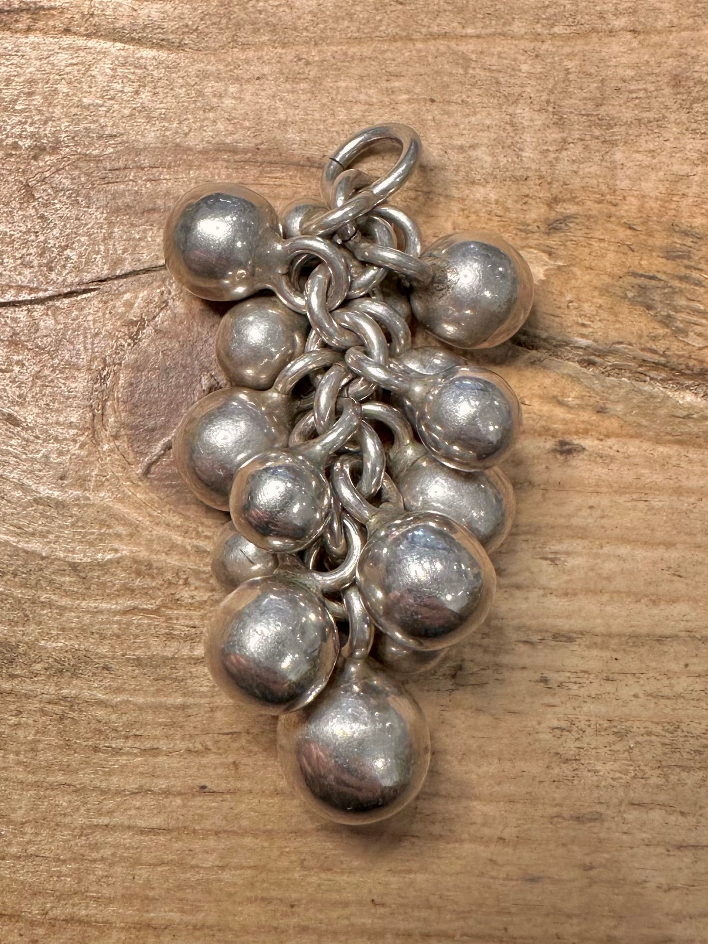 Abstract Handmade Heavy Ball Grape 925 Silver Pendant