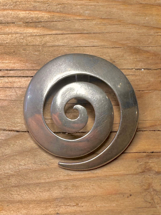 Modernist Spiral 925 Sterling Silver Pendant