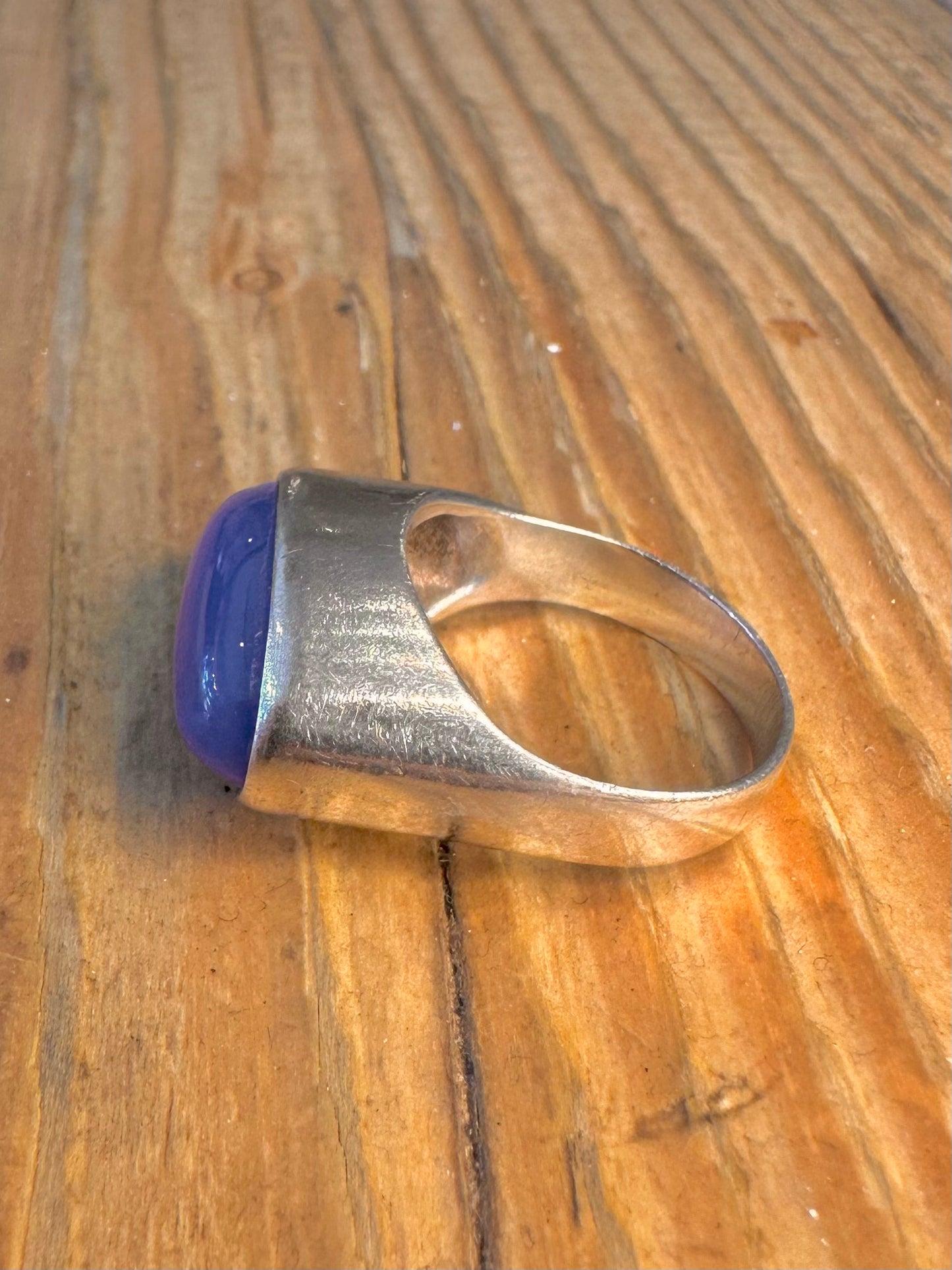 Blue Oval Shaped 925 Sterling Silver Size M Ring
