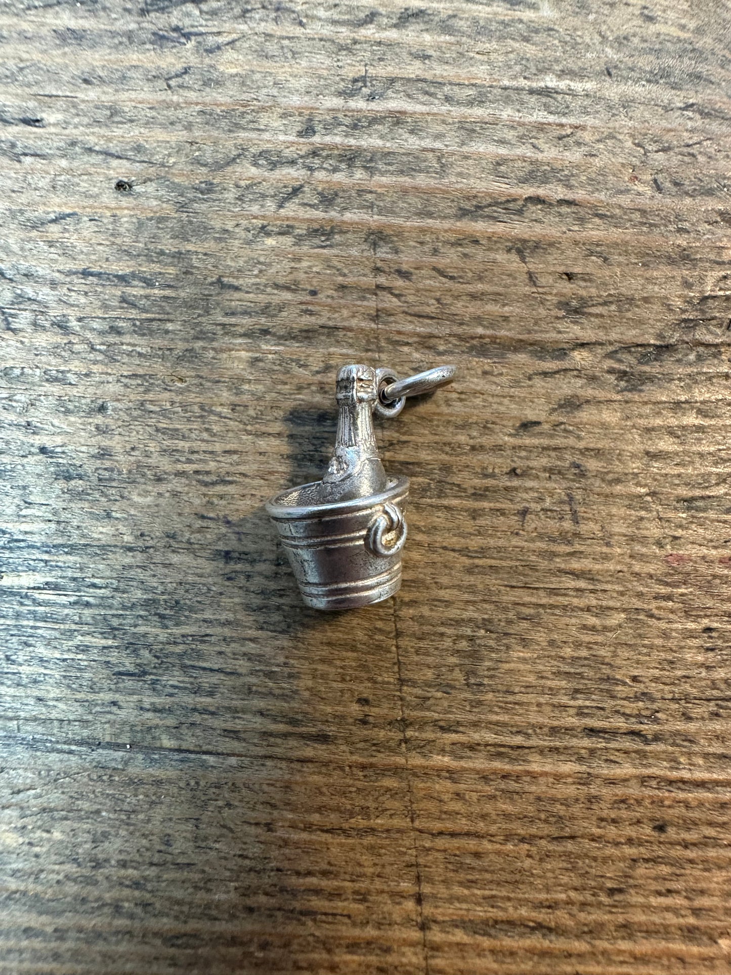 Vintage Champagne and Bucket 925 Silver Charm Pendant