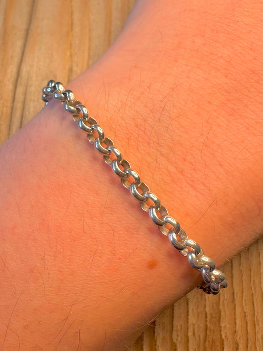 Vintage Belcher Chain 925 Sterling Silver 7.3 inch Bracelet