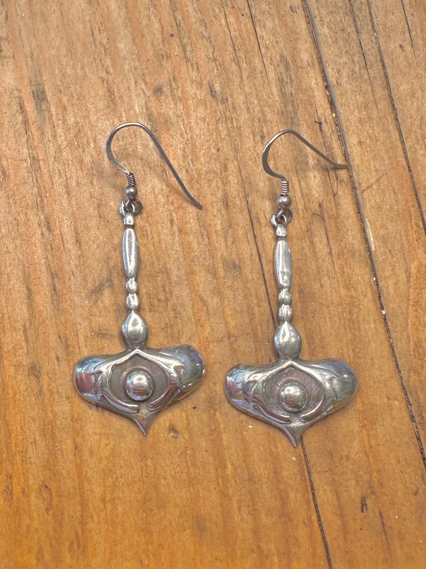 Art Nouveau Inspired Dangle 925 Sterling Silver Earrings
