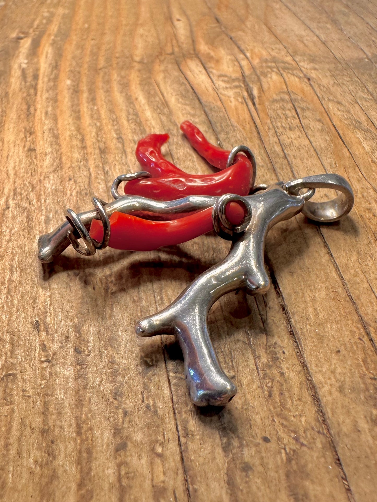 Abstract Organic Coral 925 Sterling Silver Pendant