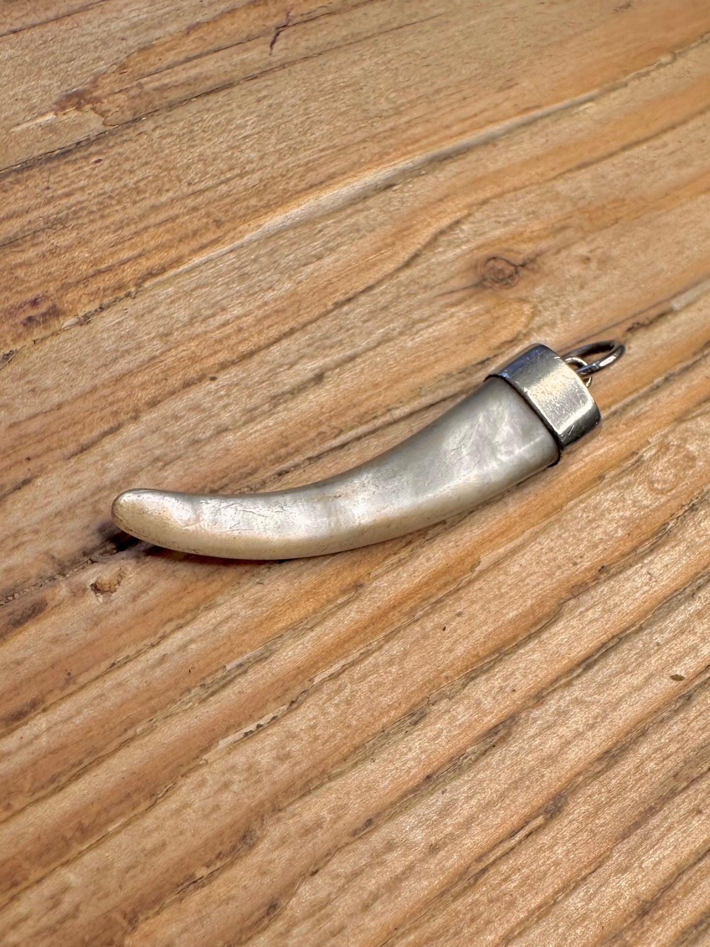 Vintage Mother of Pearl Claw 925 Sterling Silver Pendant