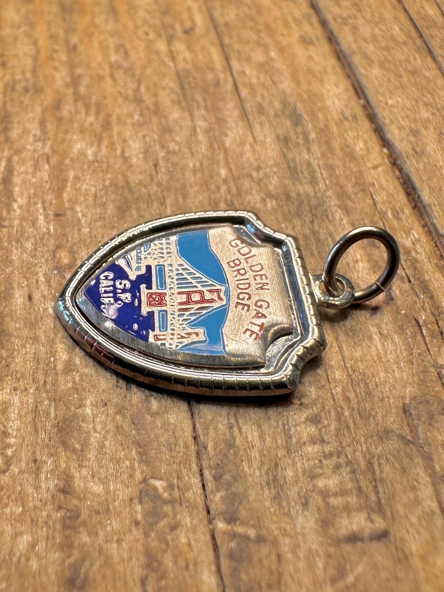 Golden Gate Bridge San Francisco Emaille Wappen 925 Sterling Silber Charm-Anhänger