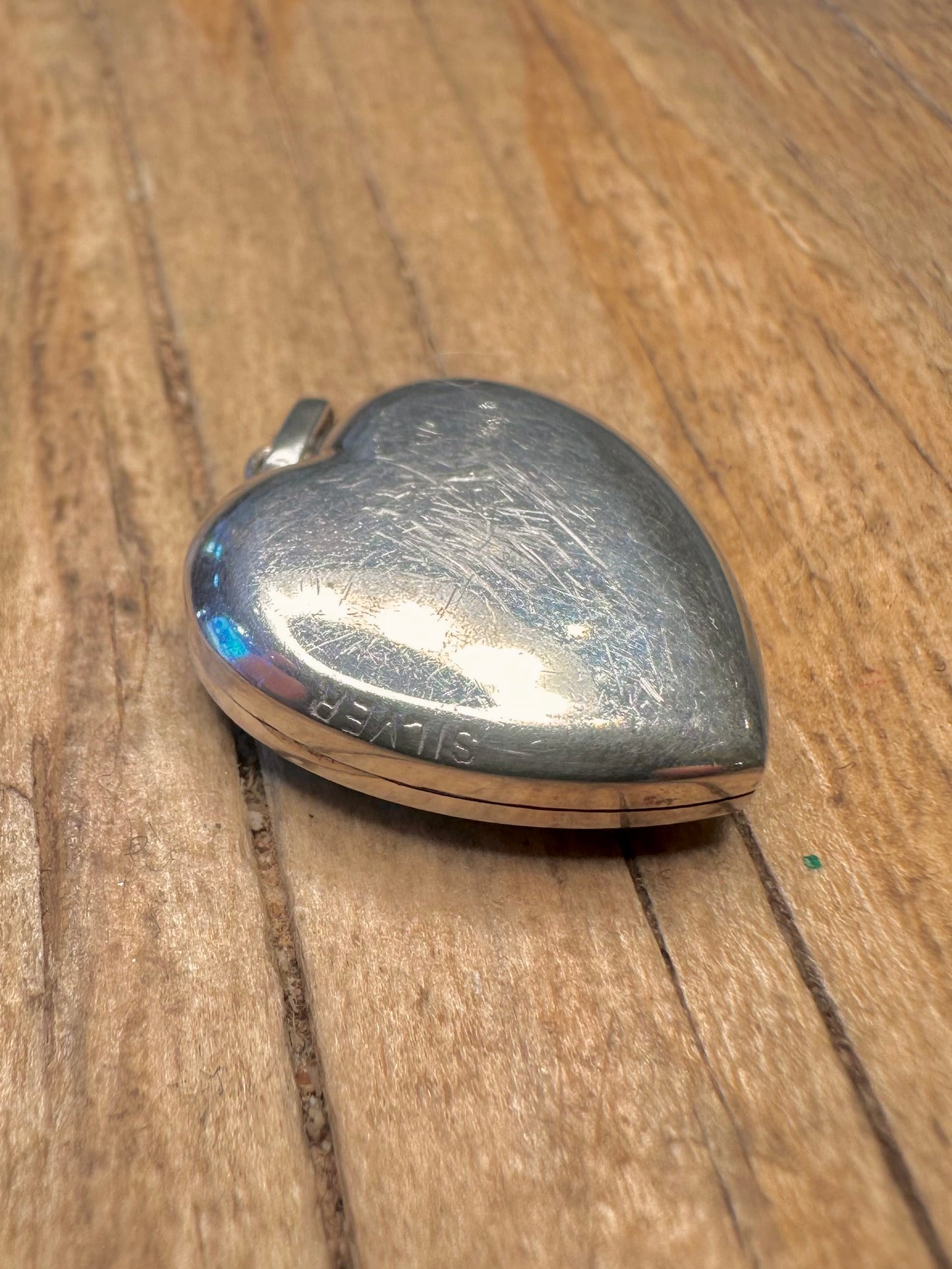 Vintage Engraved Heart Locket 925 Sterling Silver Pendant