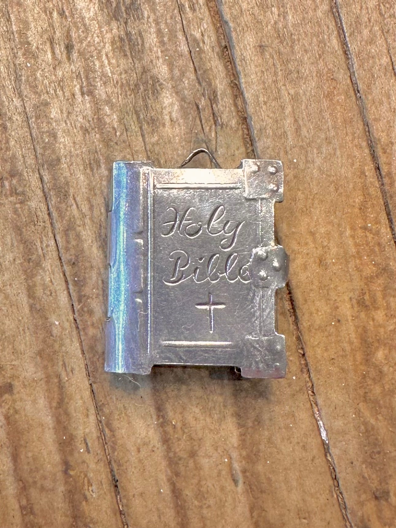 Heilige Bibel Eröffnung mit dem Vaterunser Papier Hersteller CHIM 925 Sterling Silber Anhänger