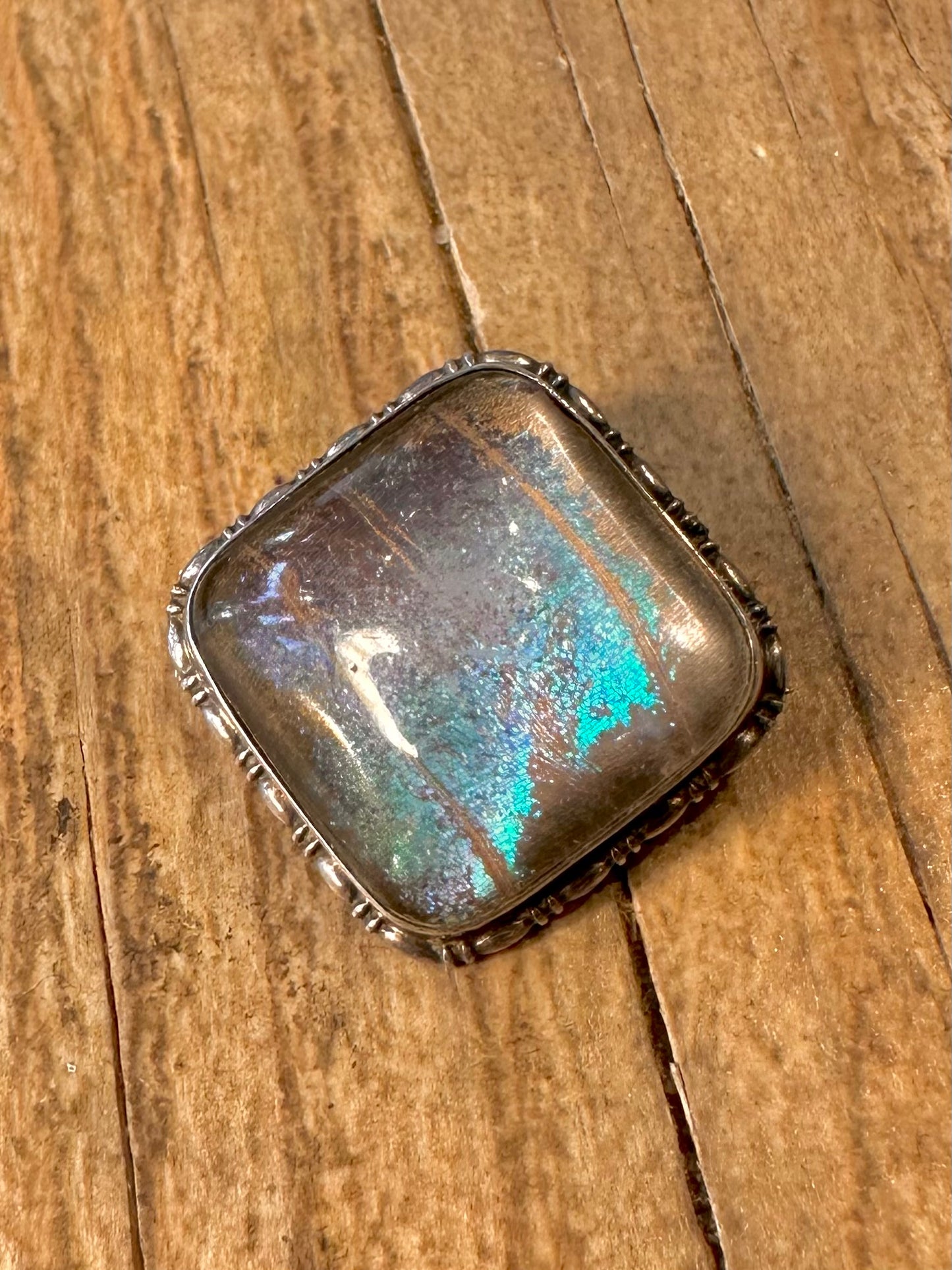 Vintage Butterfly Wing Square 925 Sterling Silver Brooch