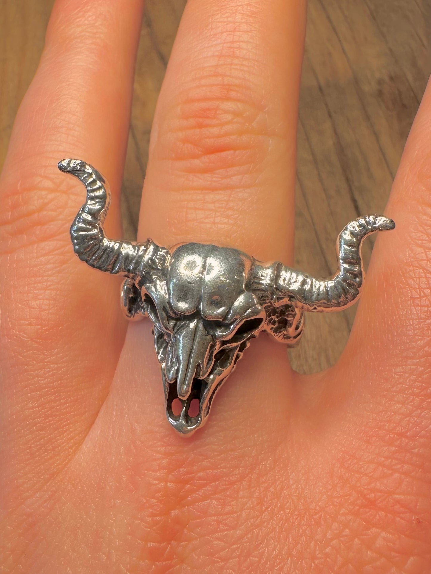 Vintage Ram Skull Head 925 Sterling Silver Silver Size V1/2 Ring