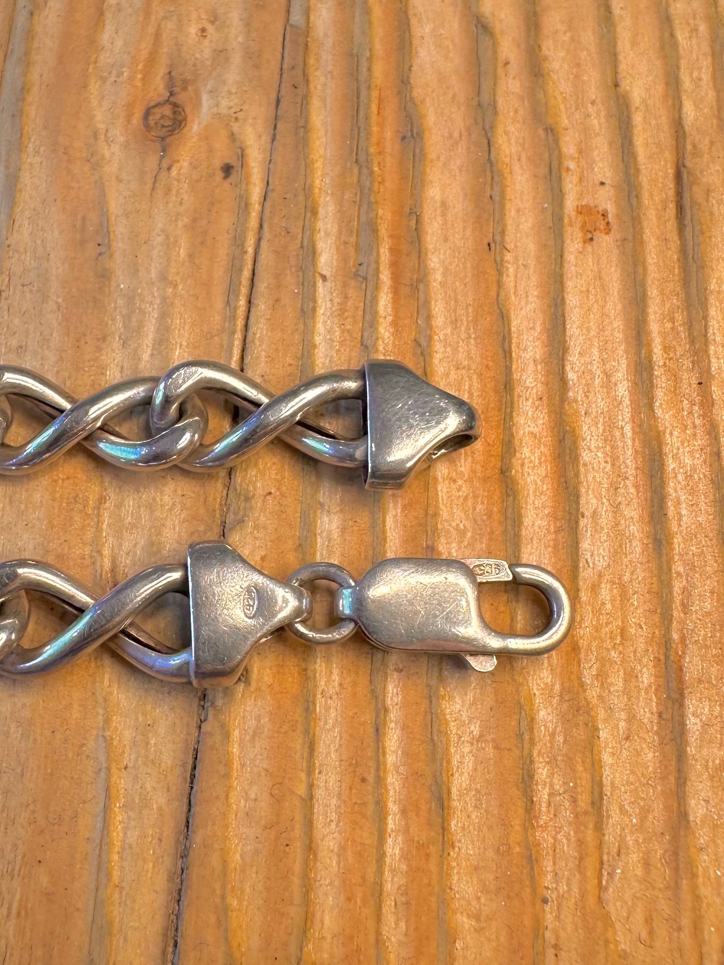 Twisted Link Knot Chain 925 Sterling Silver 7.8 inch Bracelet
